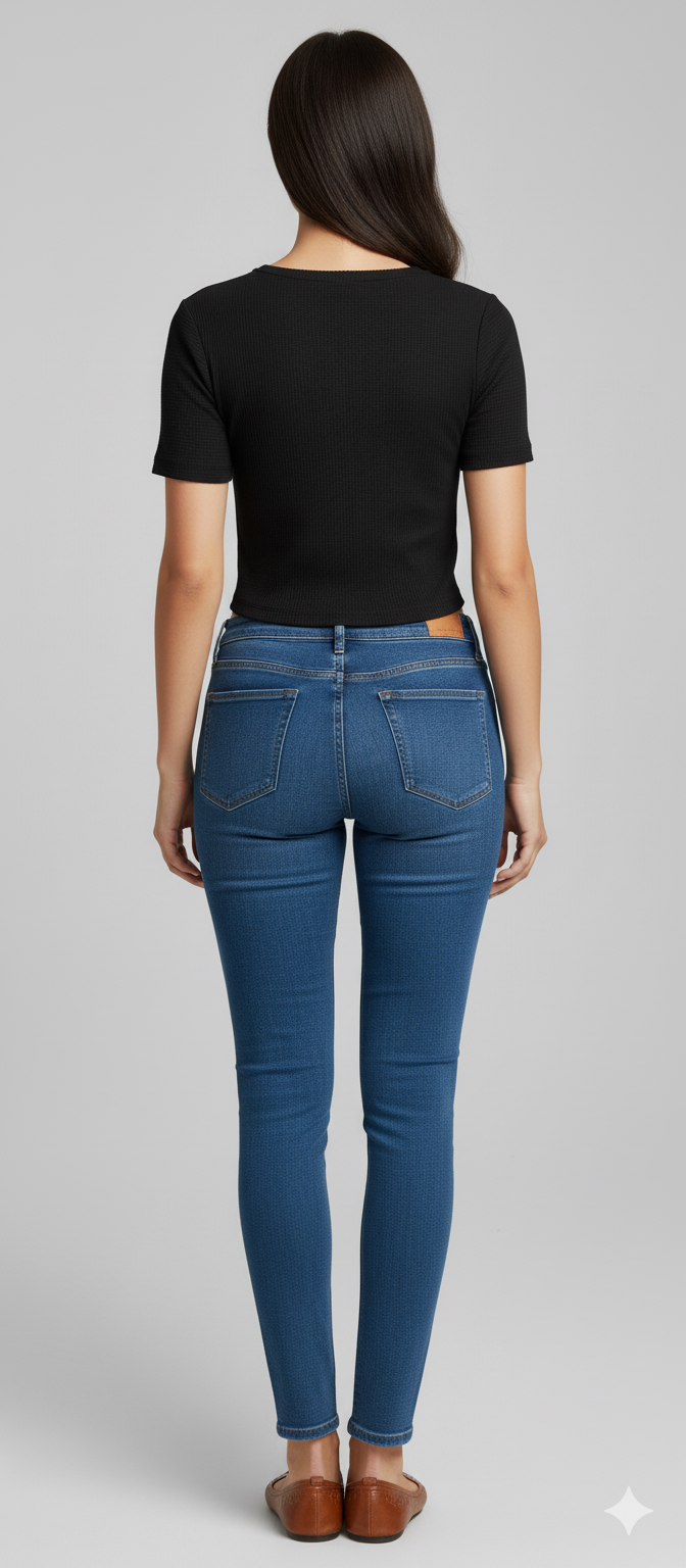 Black Ribbed Crop Top for Women