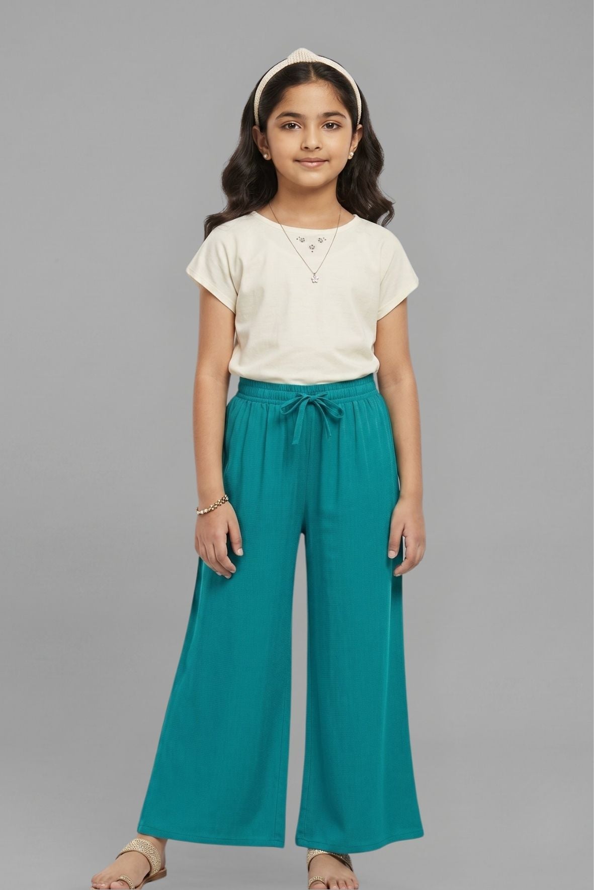 Kids Turquoise Rayon Palazzo