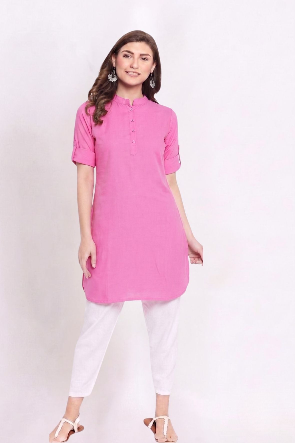 Baby Pink Solid Color Kurti