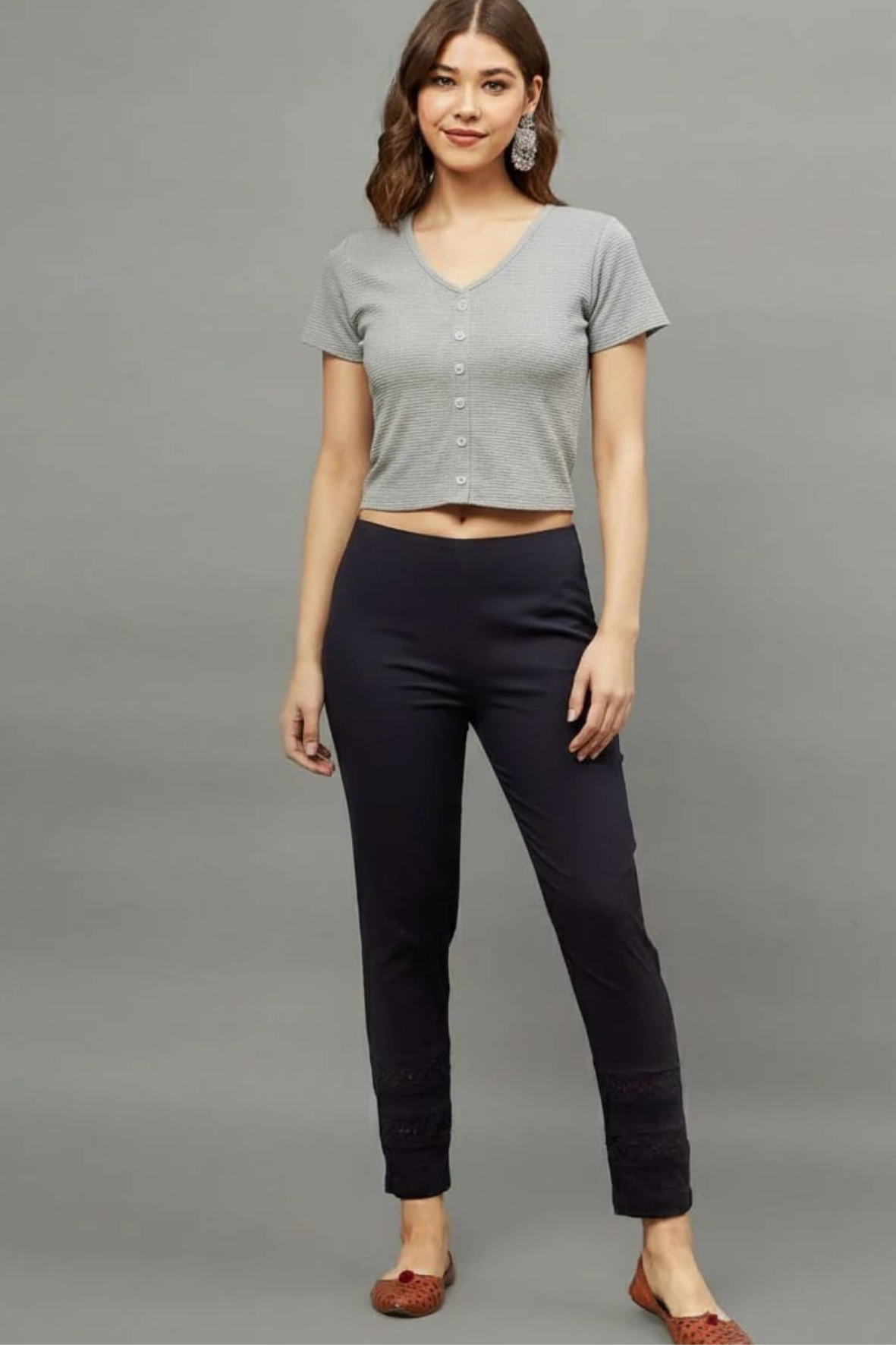 Light Grey Fukuro Crop Top for Women