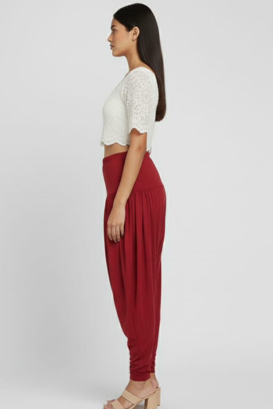 Maroon Viscose Plain Dhoti