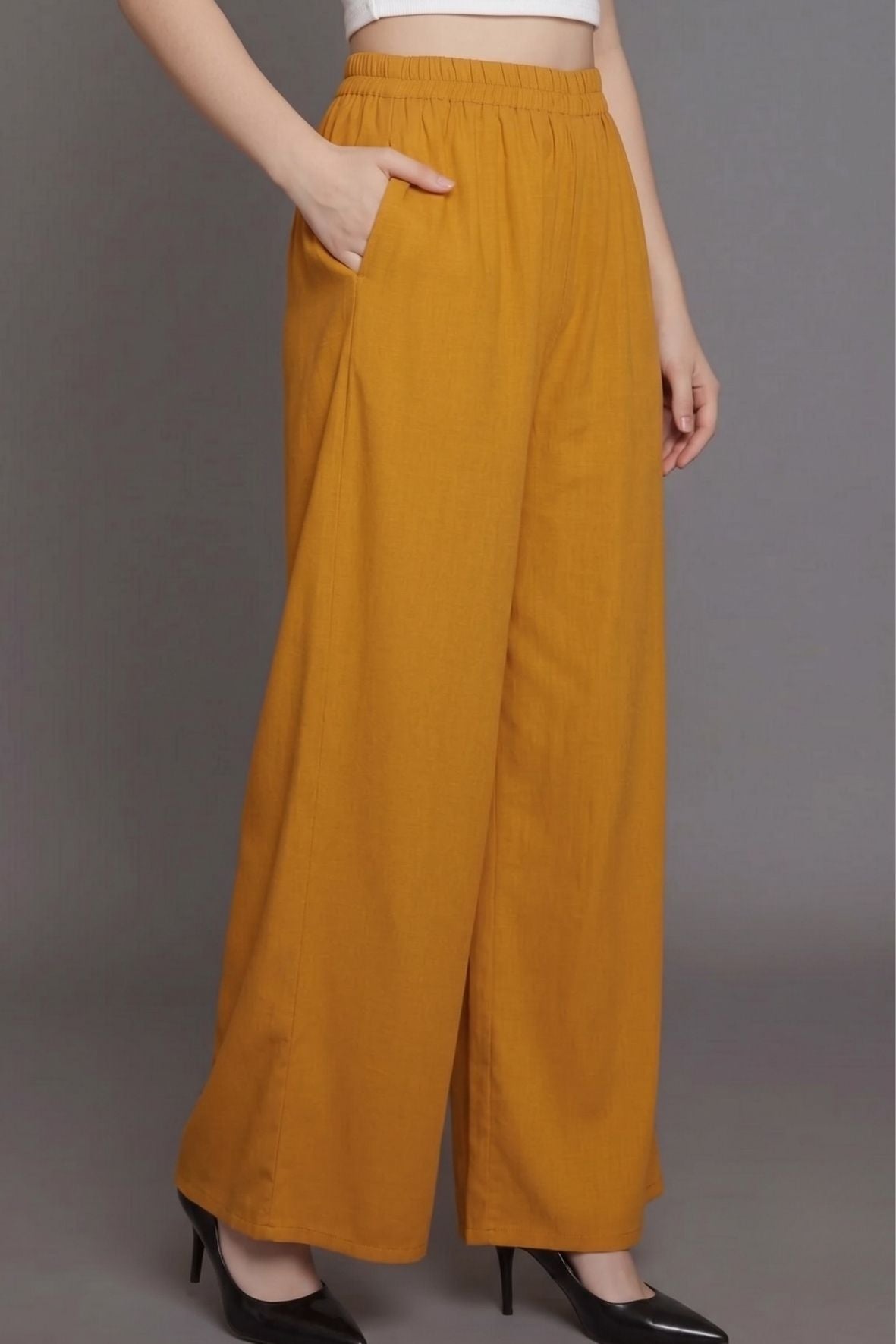 Black Plain Rayon Palazzo