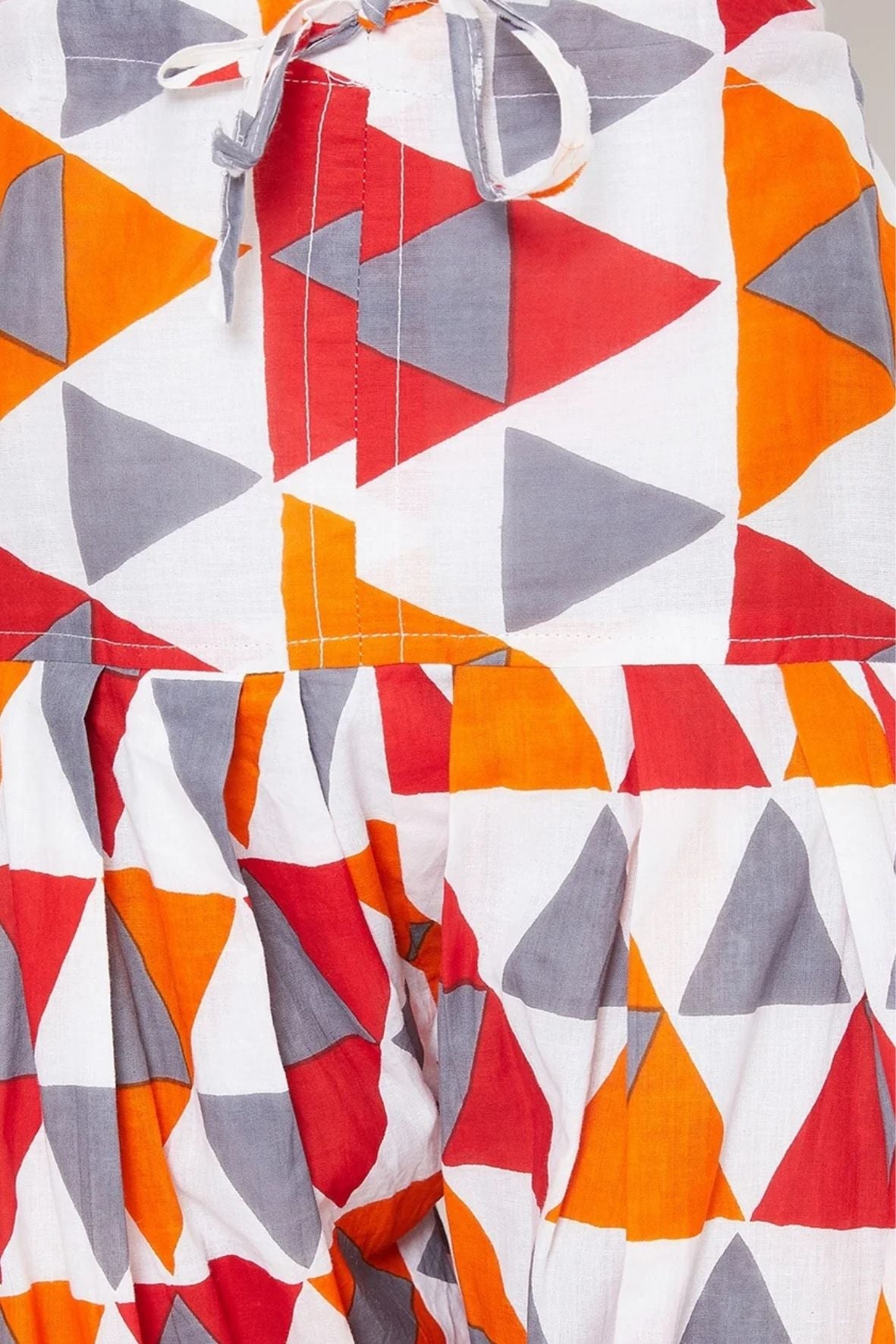 Multicolour Geometric Pattern Printed Cotton Patiala with Dupatta