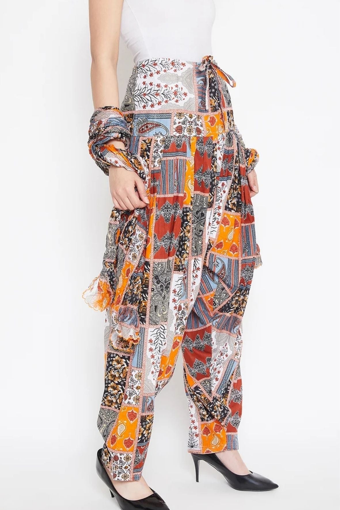 Patch work Printed Cotton Patiala with Dupatta