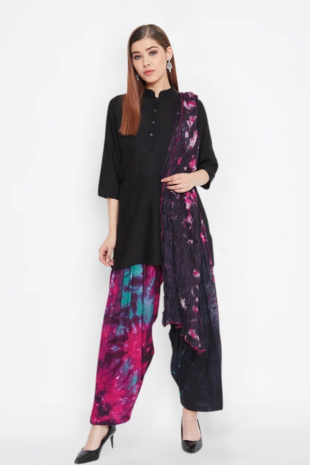 Tie & Dye Printed Cotton Patiala with Dupatta