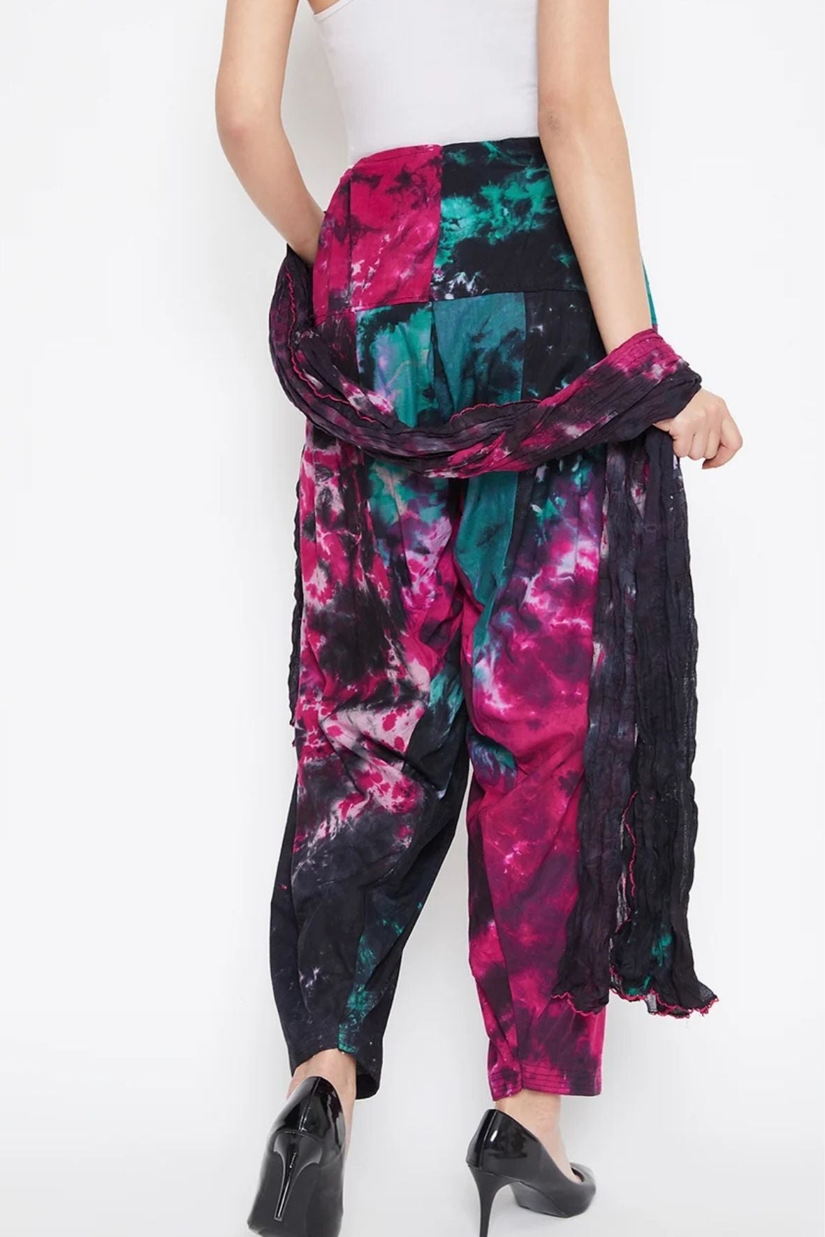 Tie & Dye Printed Cotton Patiala with Dupatta