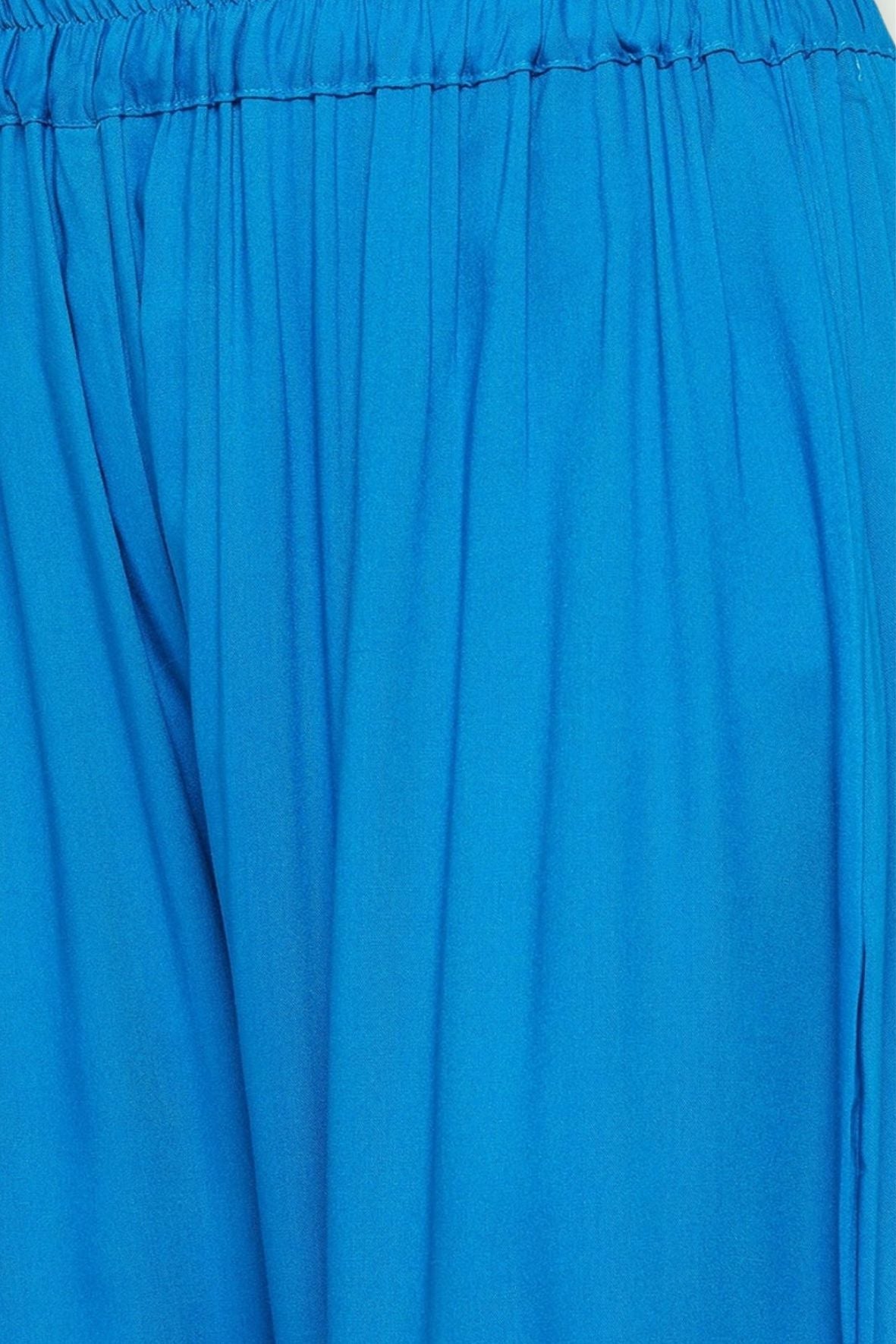 Sky Blue Plain Rayon Palazzo