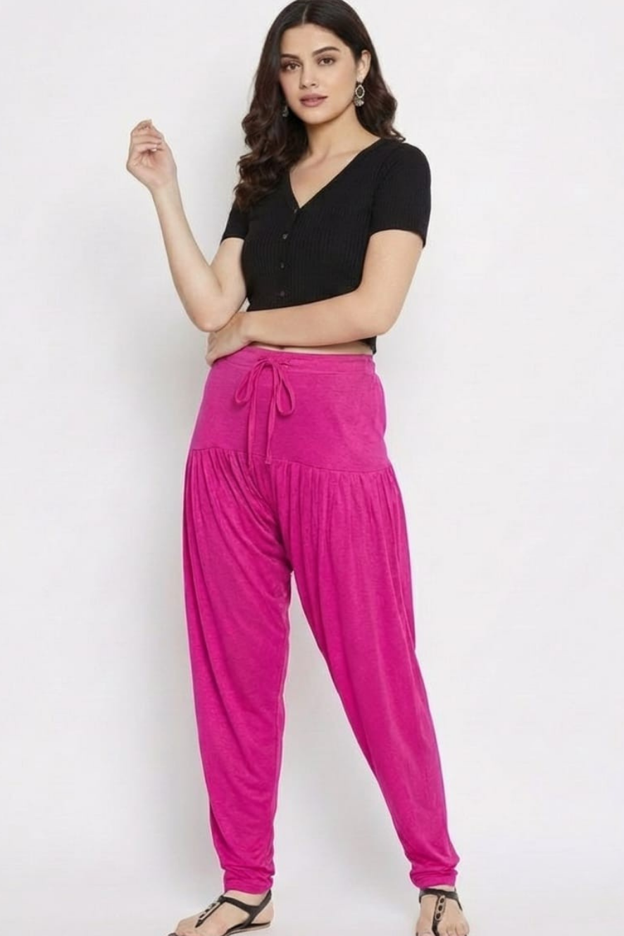 Rani Pink Plain Viscose Patiala