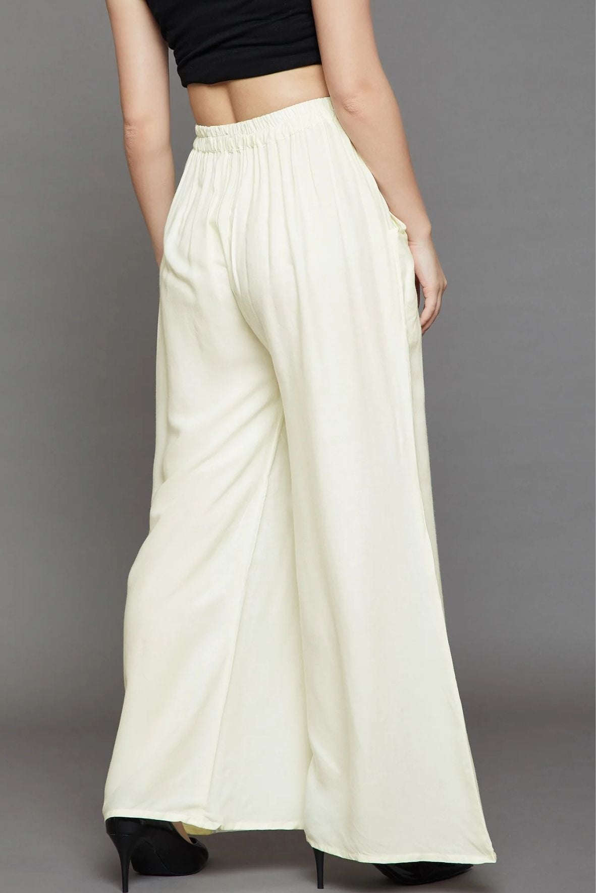 Off White Plain Rayon Palazzo