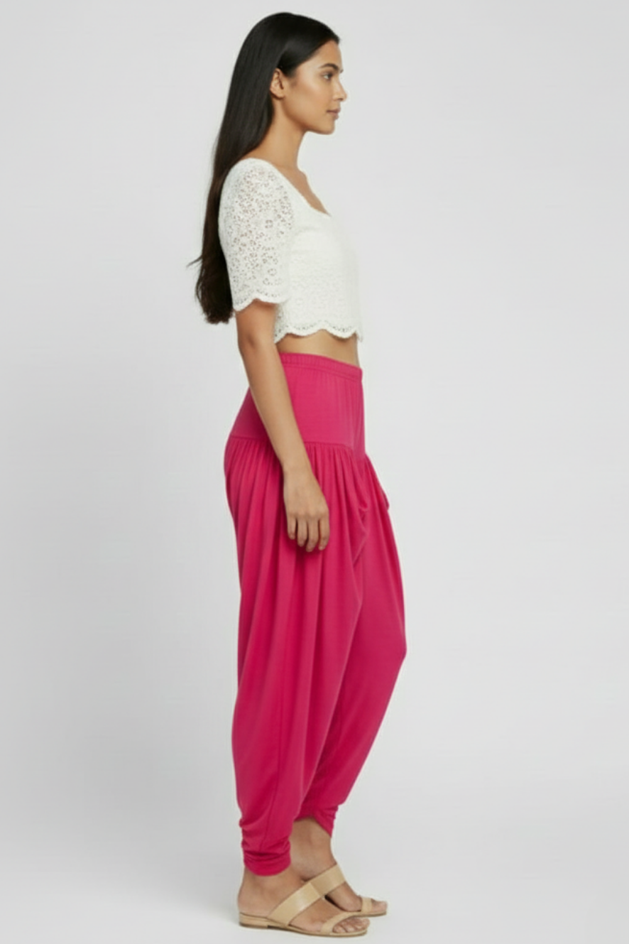 Pink Viscose Plain Dhoti
