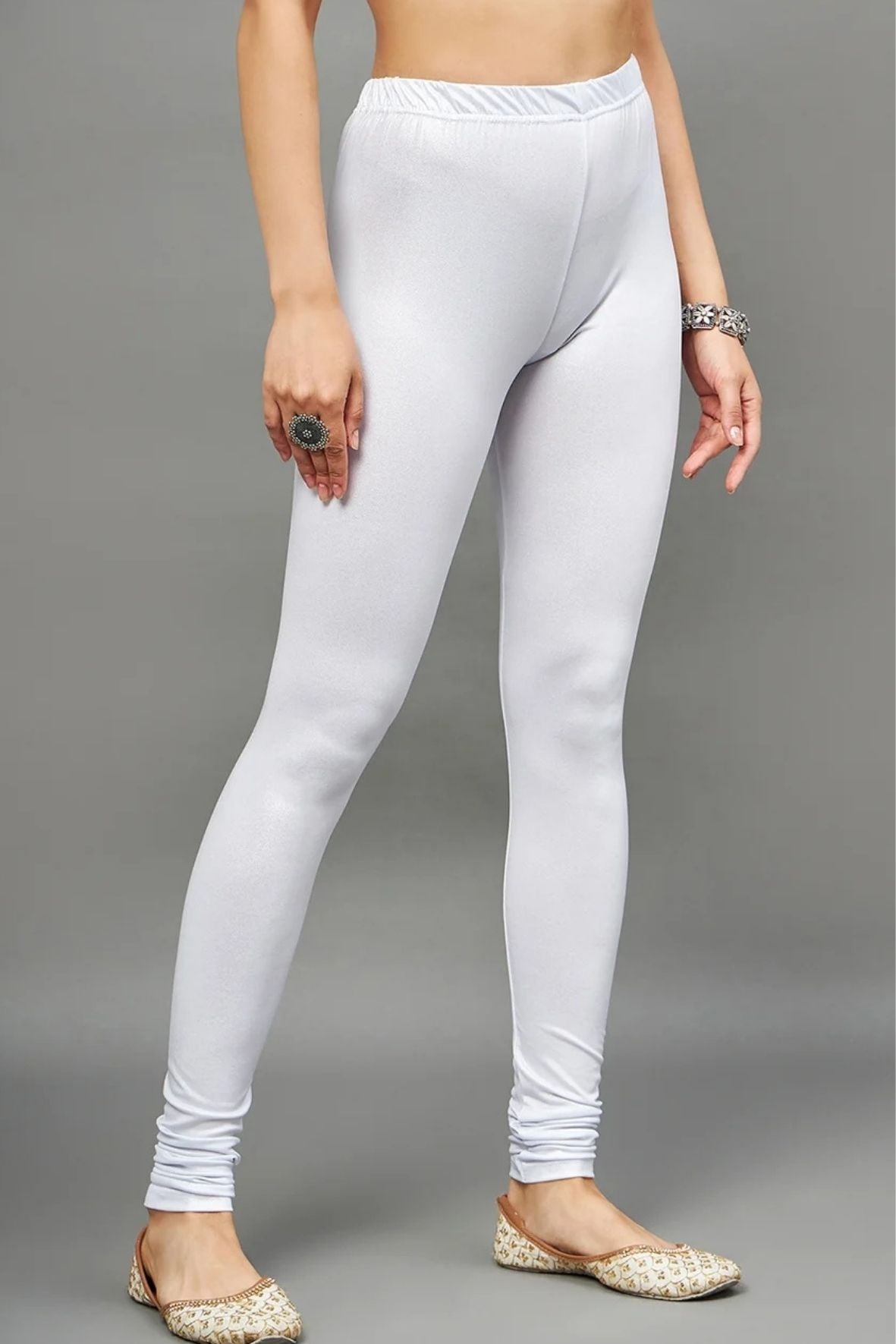 Silver Shimmer Leggings - Chudi Length