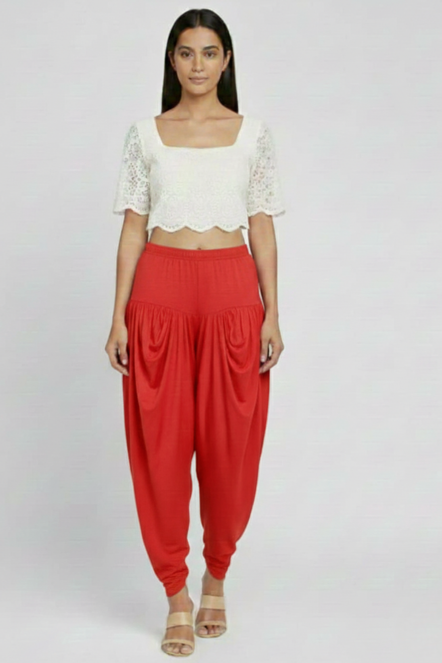 Red Viscose Plain Dhoti