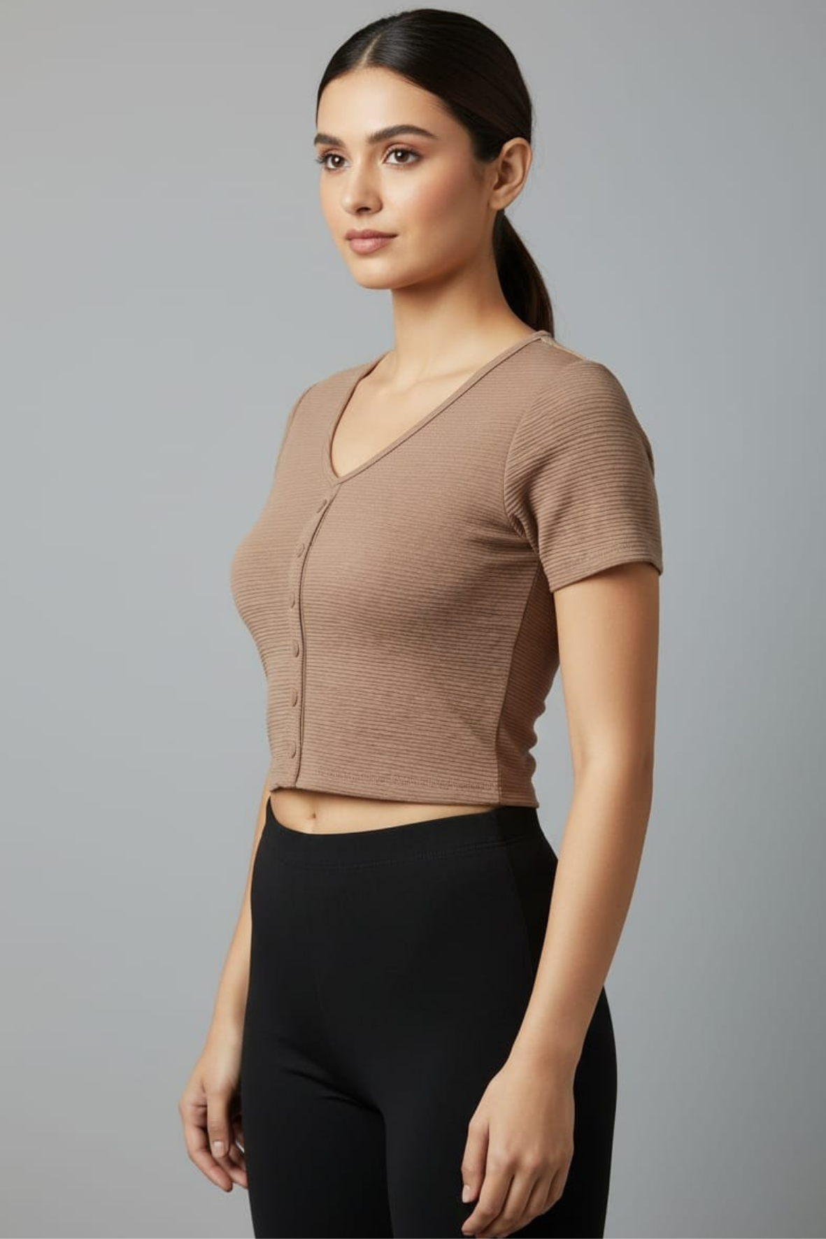 Brown Fukuro Crop Top for Women