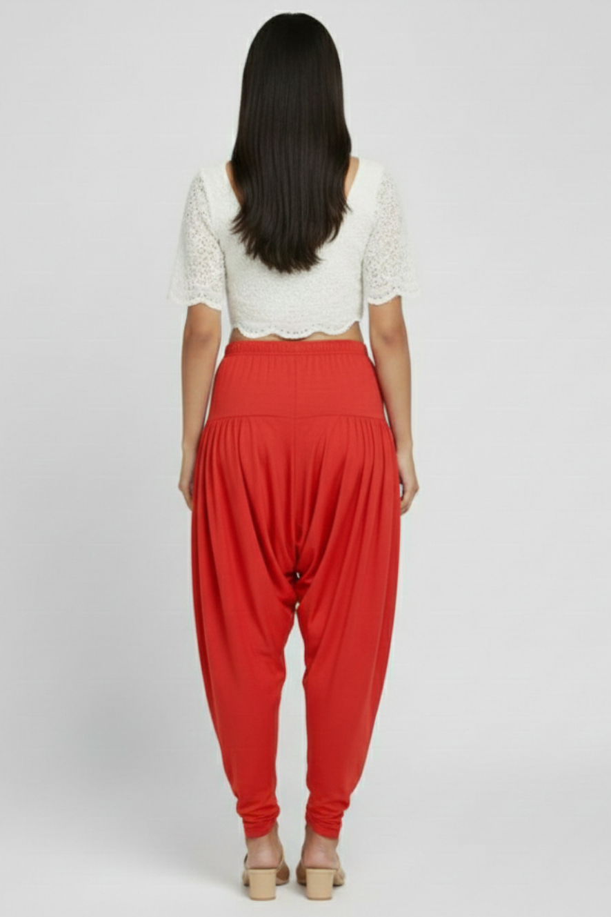 Red Viscose Plain Dhoti