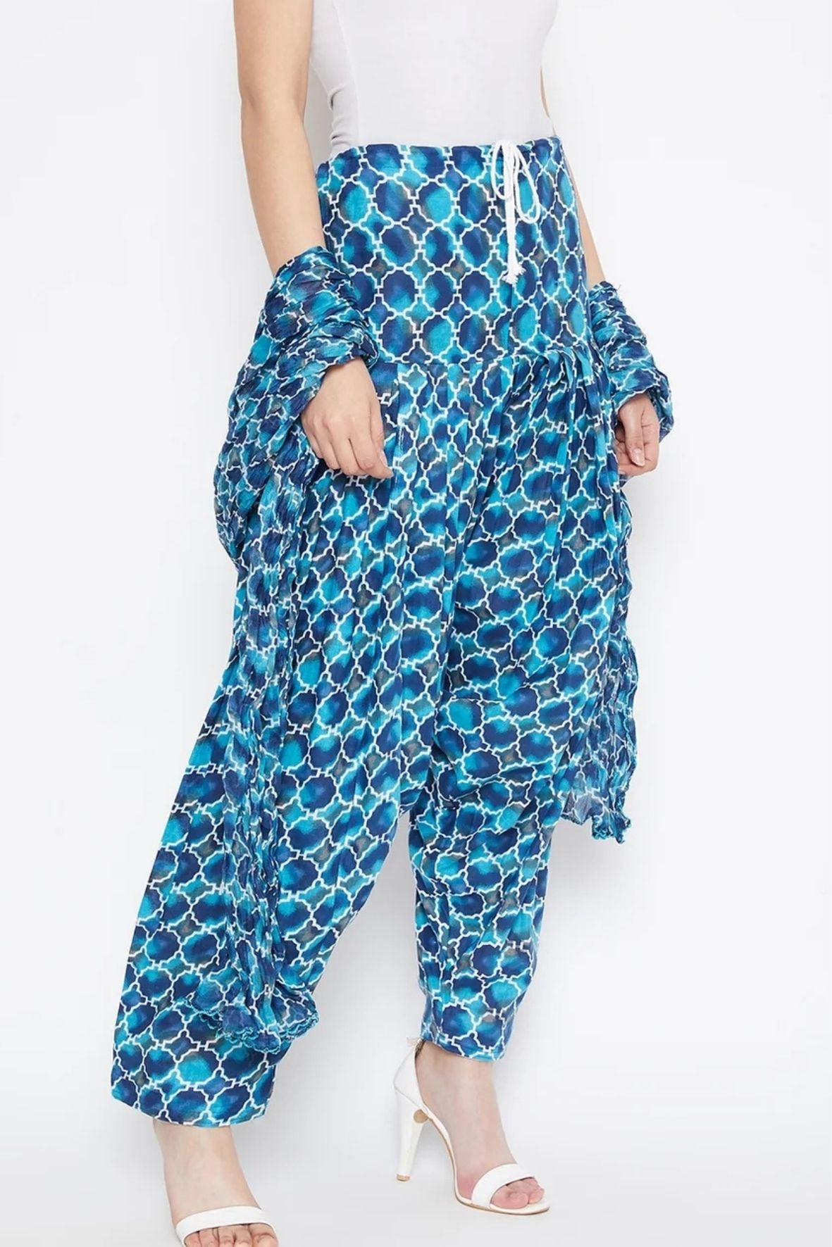 Pattern Printed Cotton Patiala With Dupatta