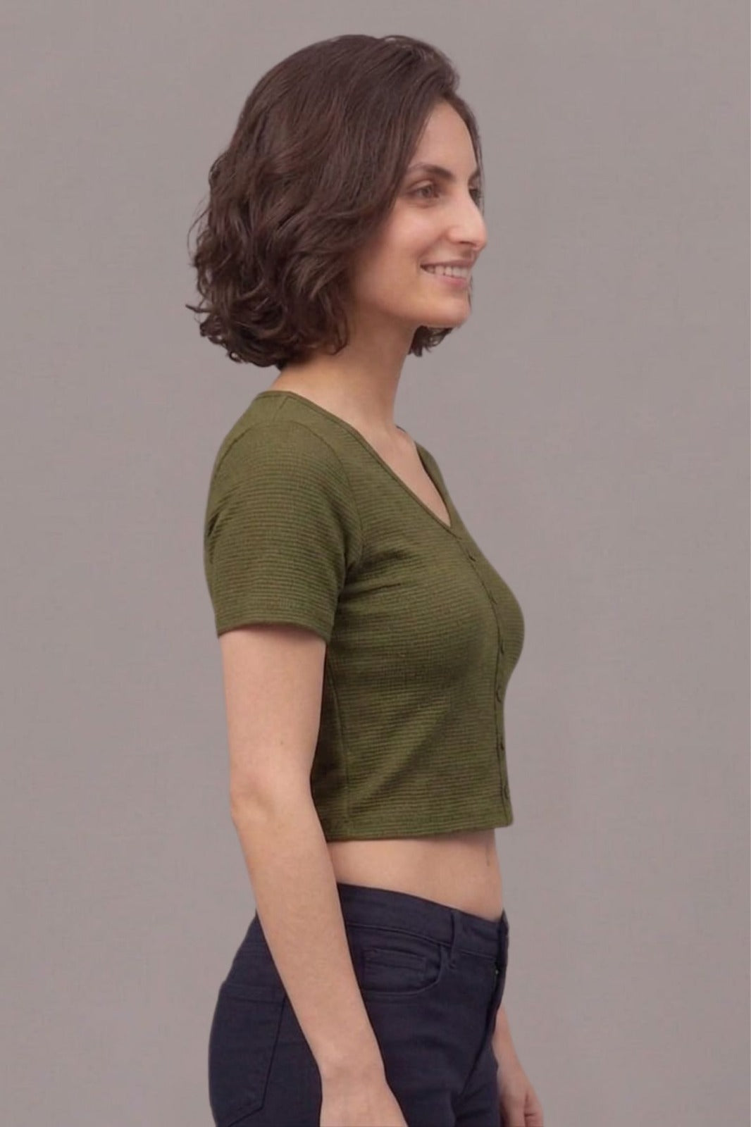 Green Fukuro Crop Top for Women