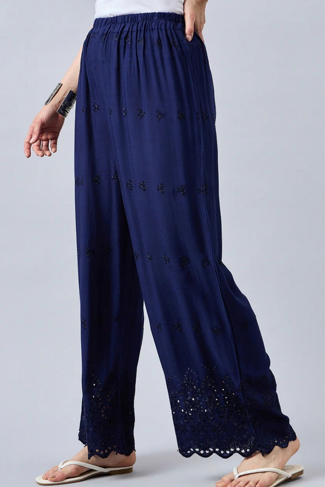 Navy Blue Chikankari Palazzo