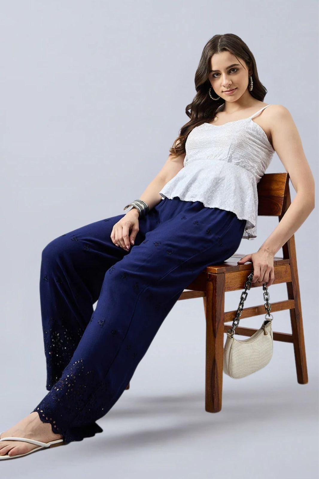 Navy Blue Chikankari Palazzo