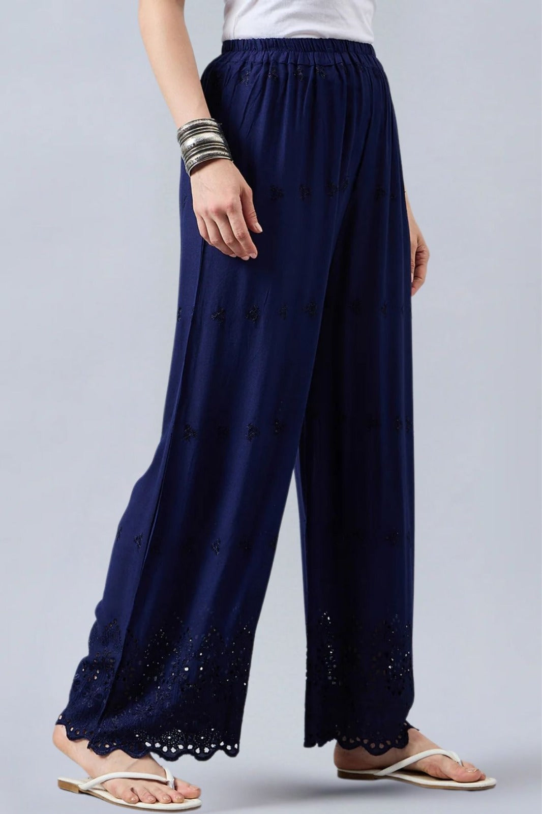 Navy Blue Chikankari Palazzo