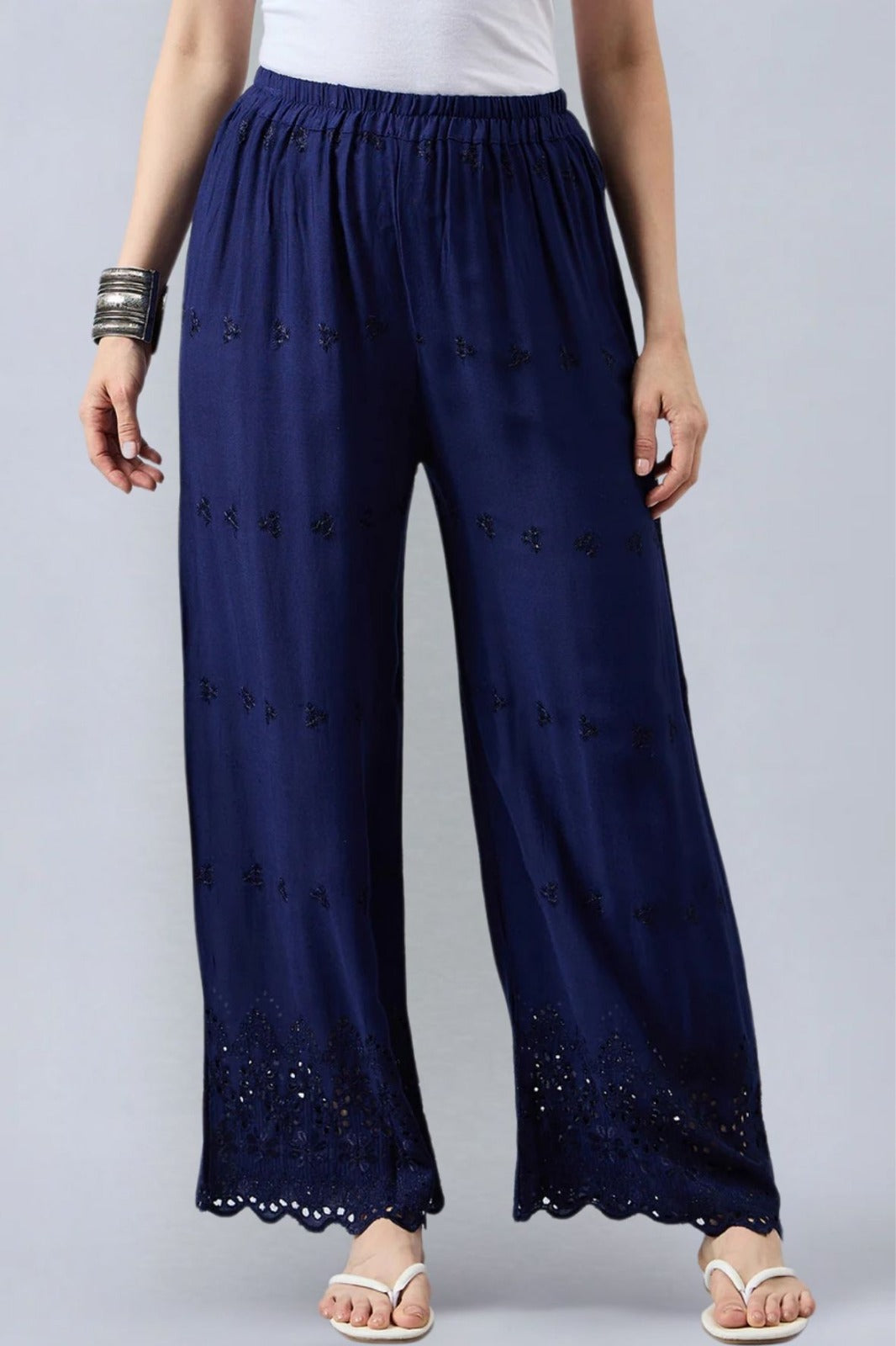 Navy Blue Chikankari Palazzo