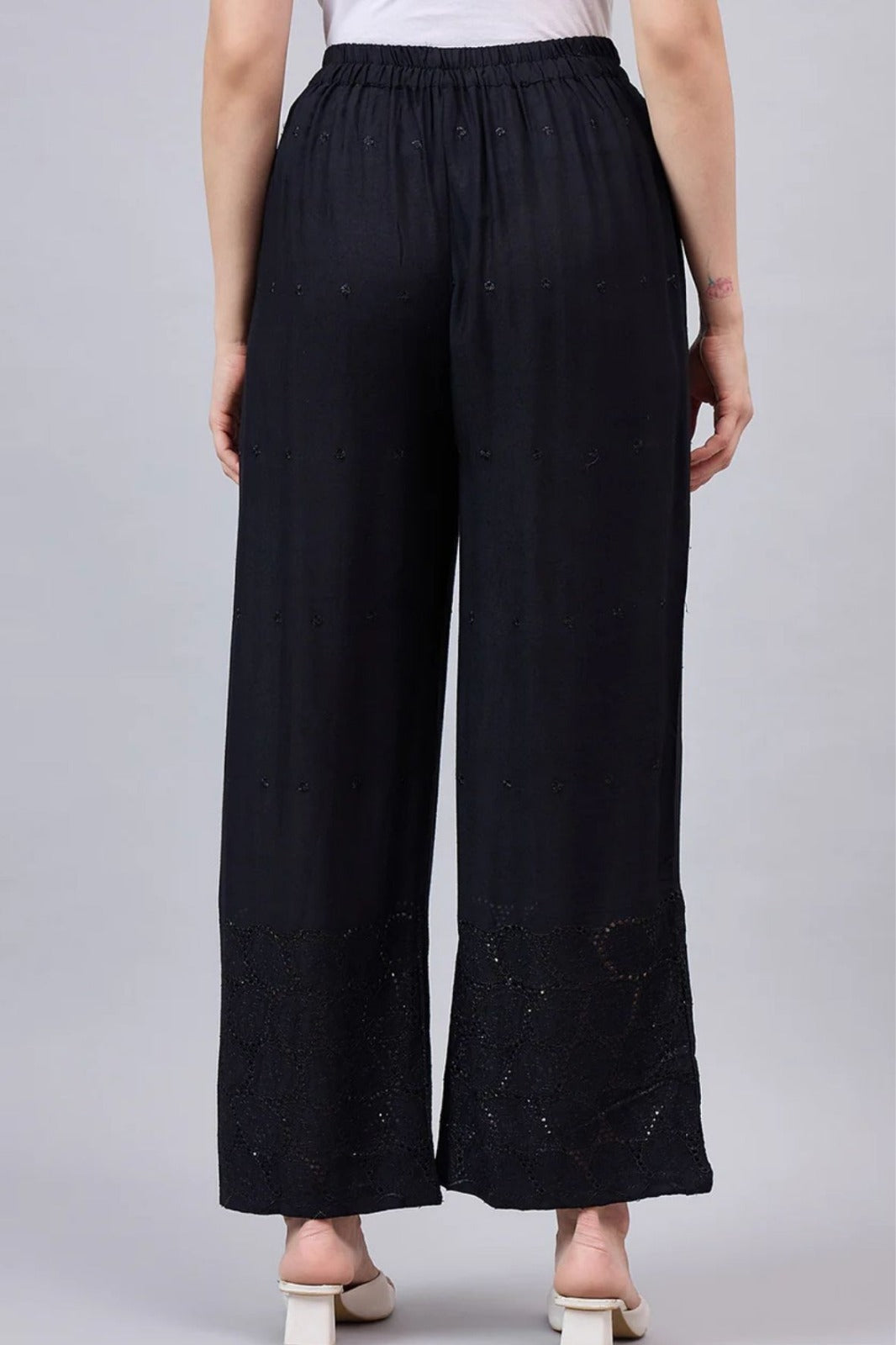 Black Chikankari Palazzos