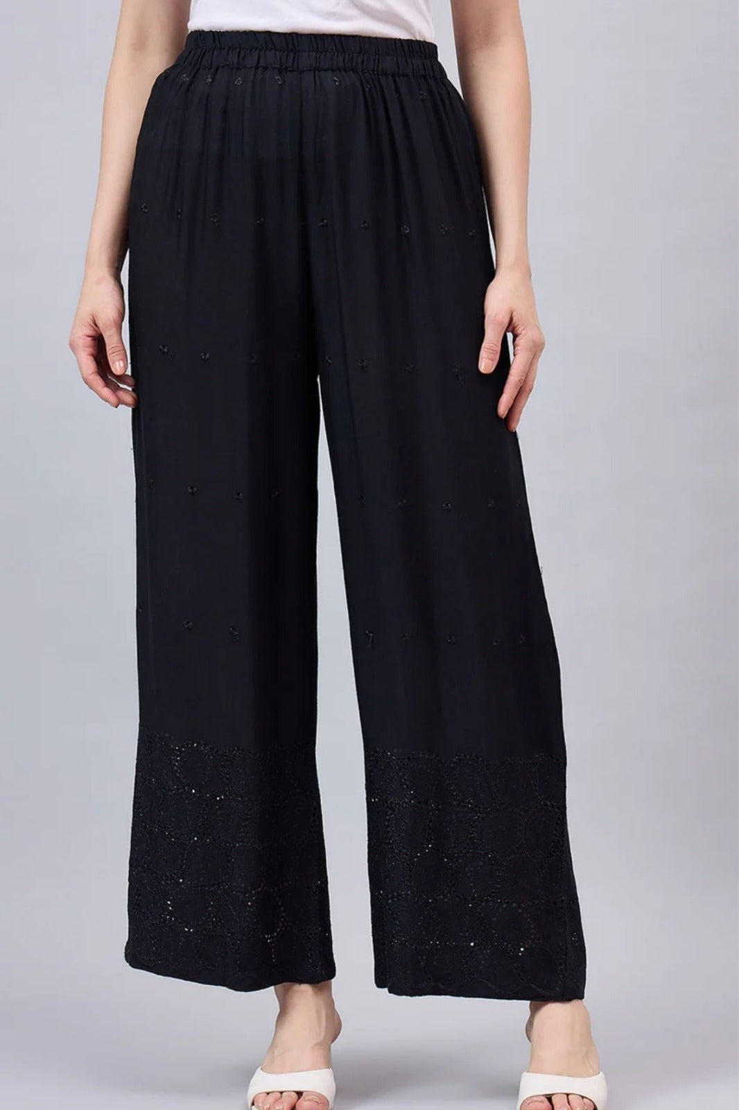Black Chikankari Palazzos