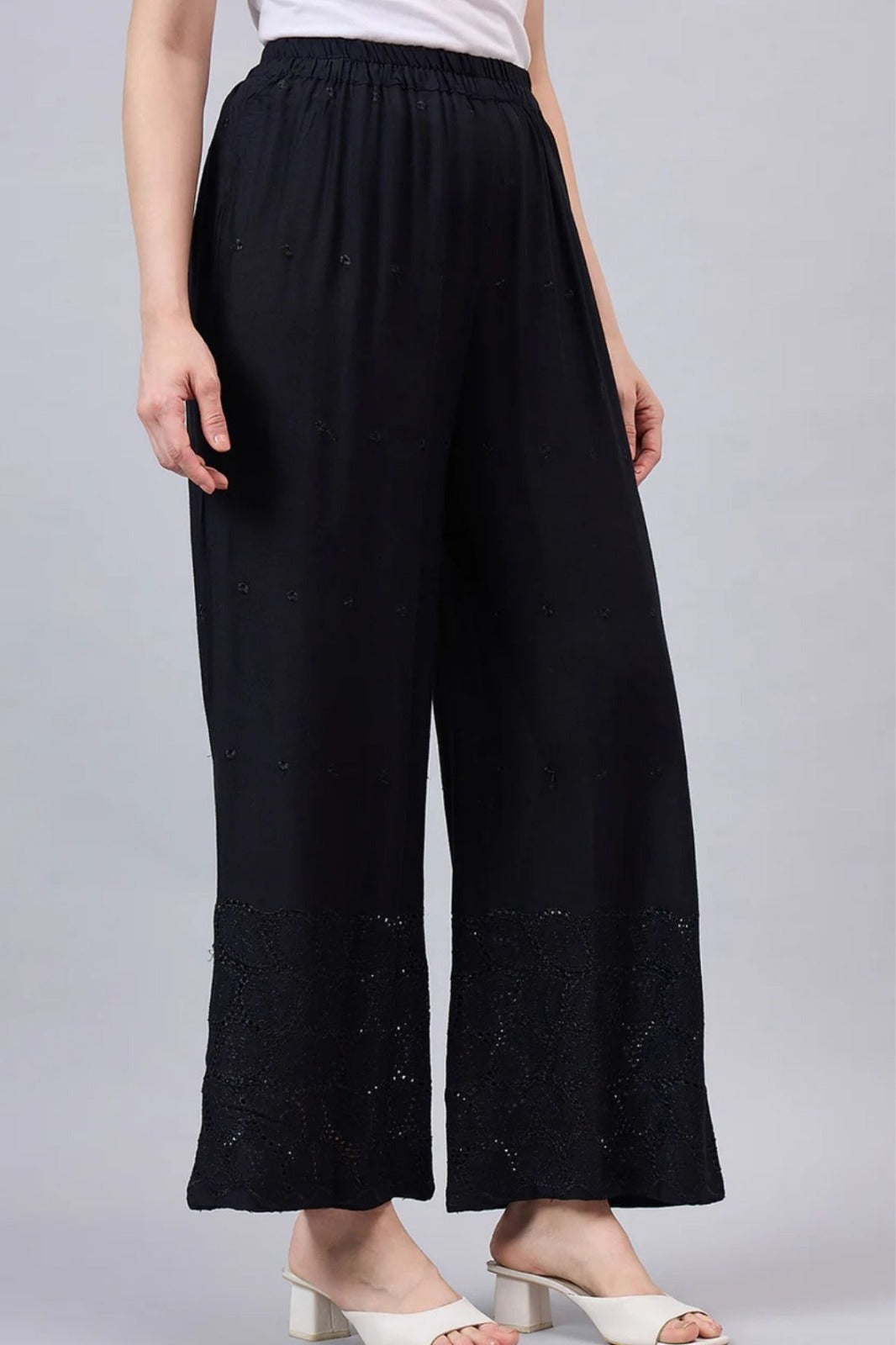 Black Chikankari Palazzos