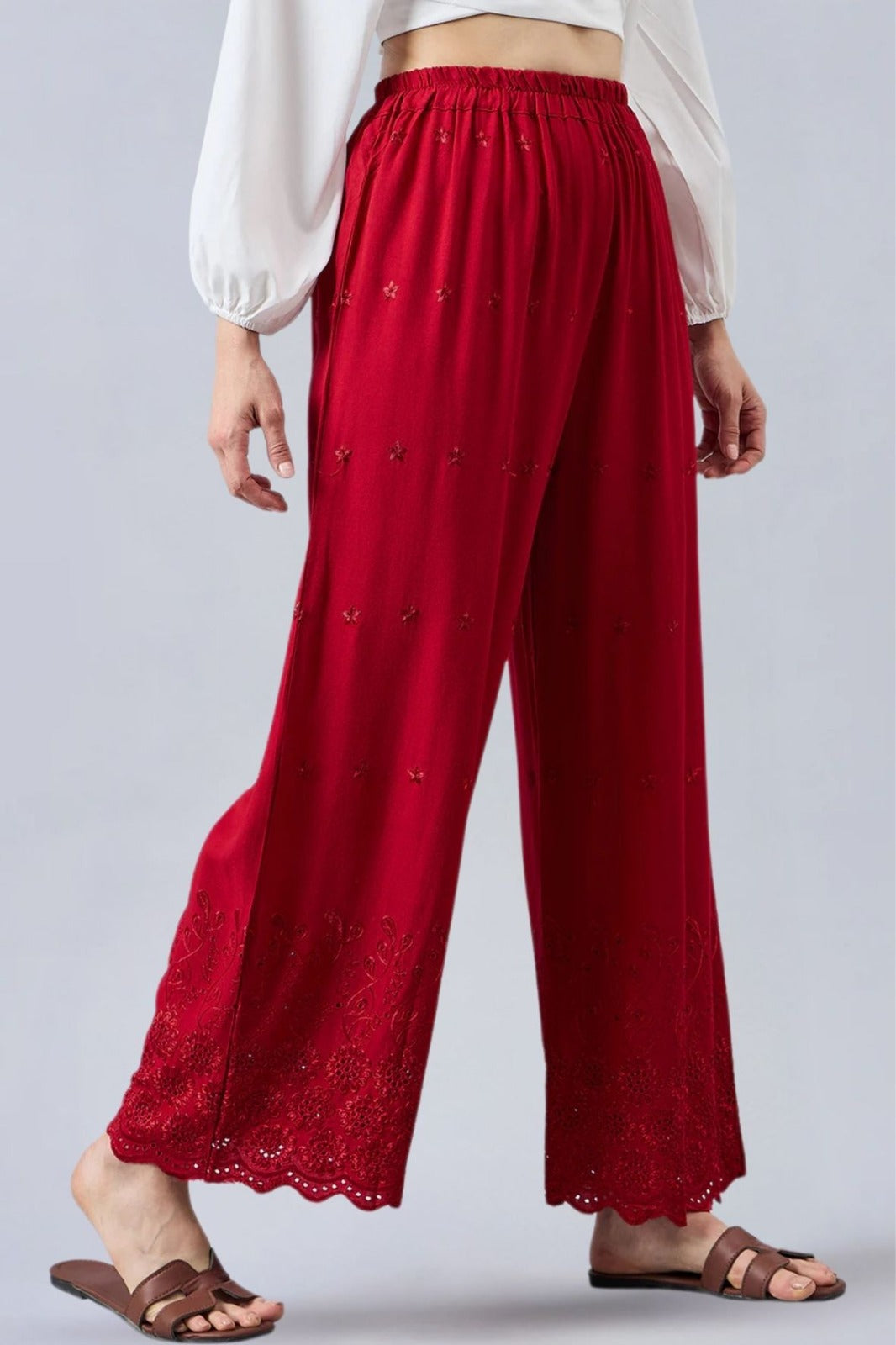 Maroon Chikankari Palazzo
