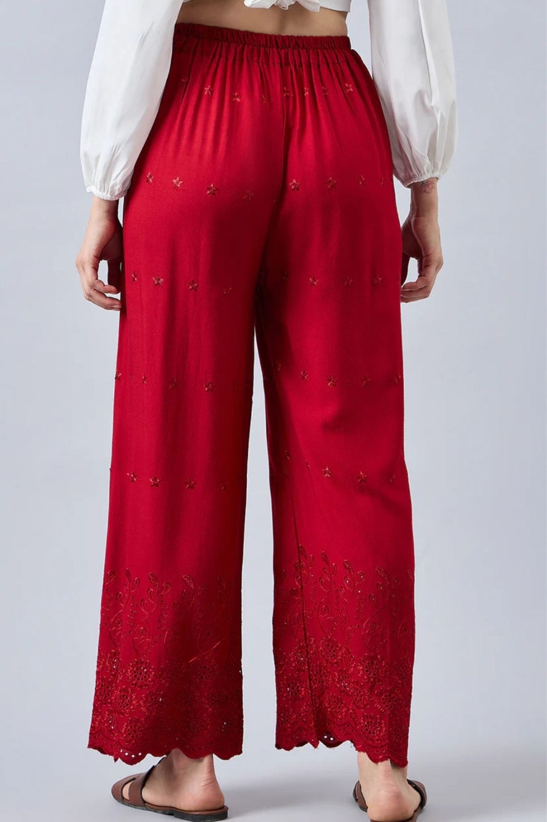 Maroon Chikankari Palazzo