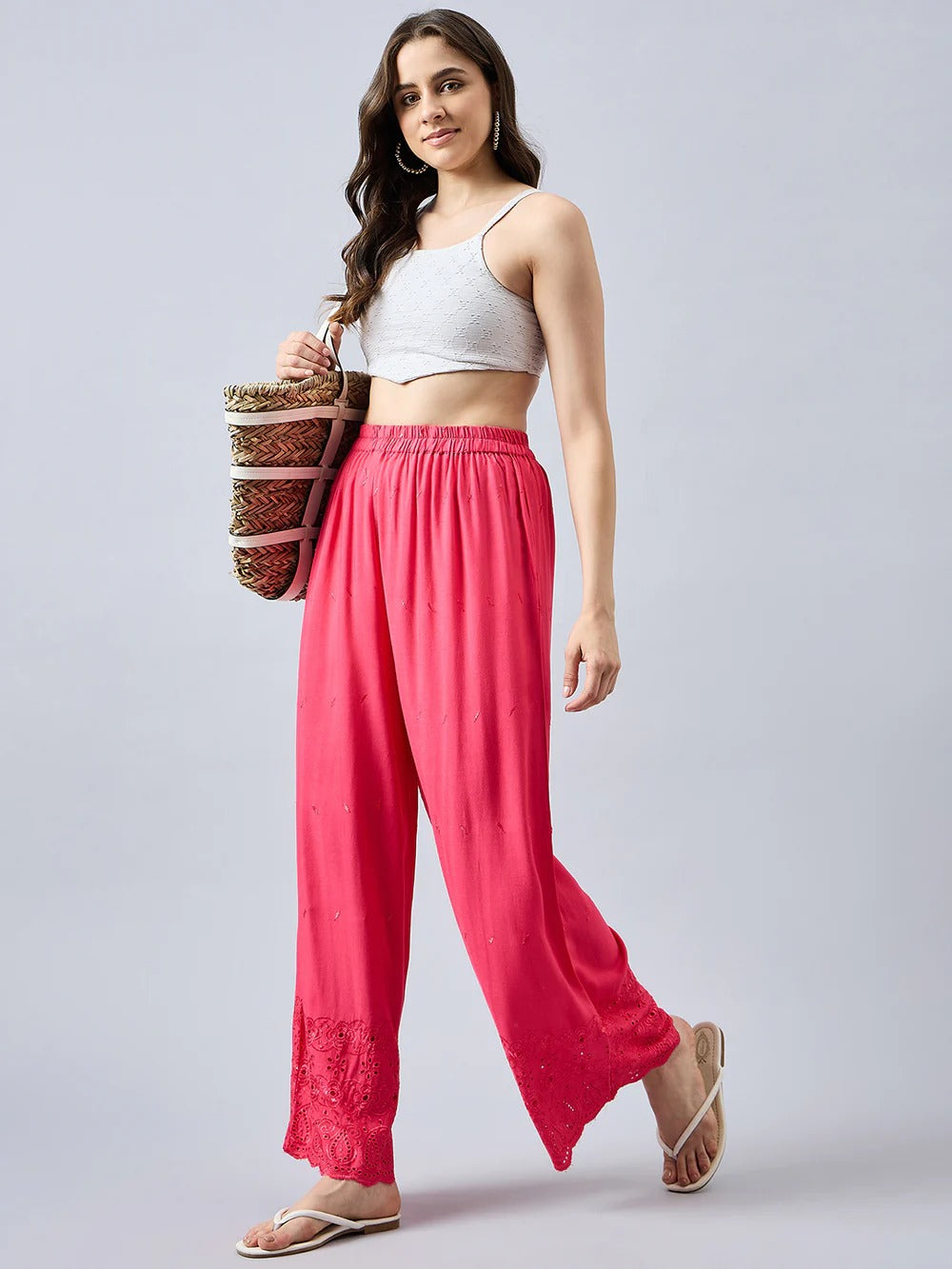 Peach Chikankari Palazzo