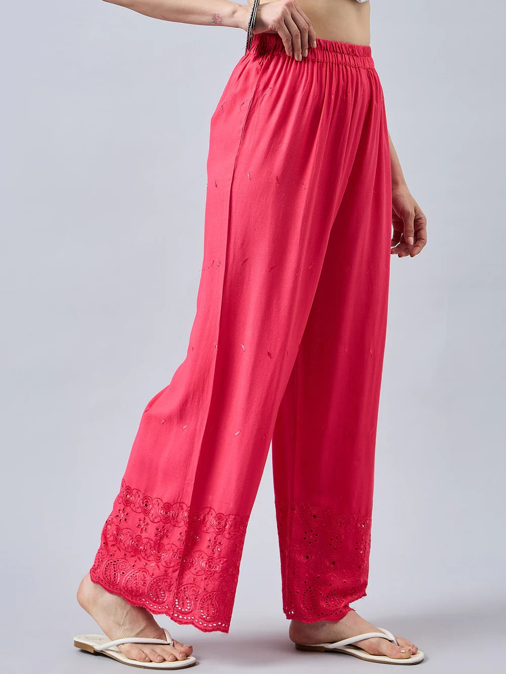 Peach Chikankari Palazzo