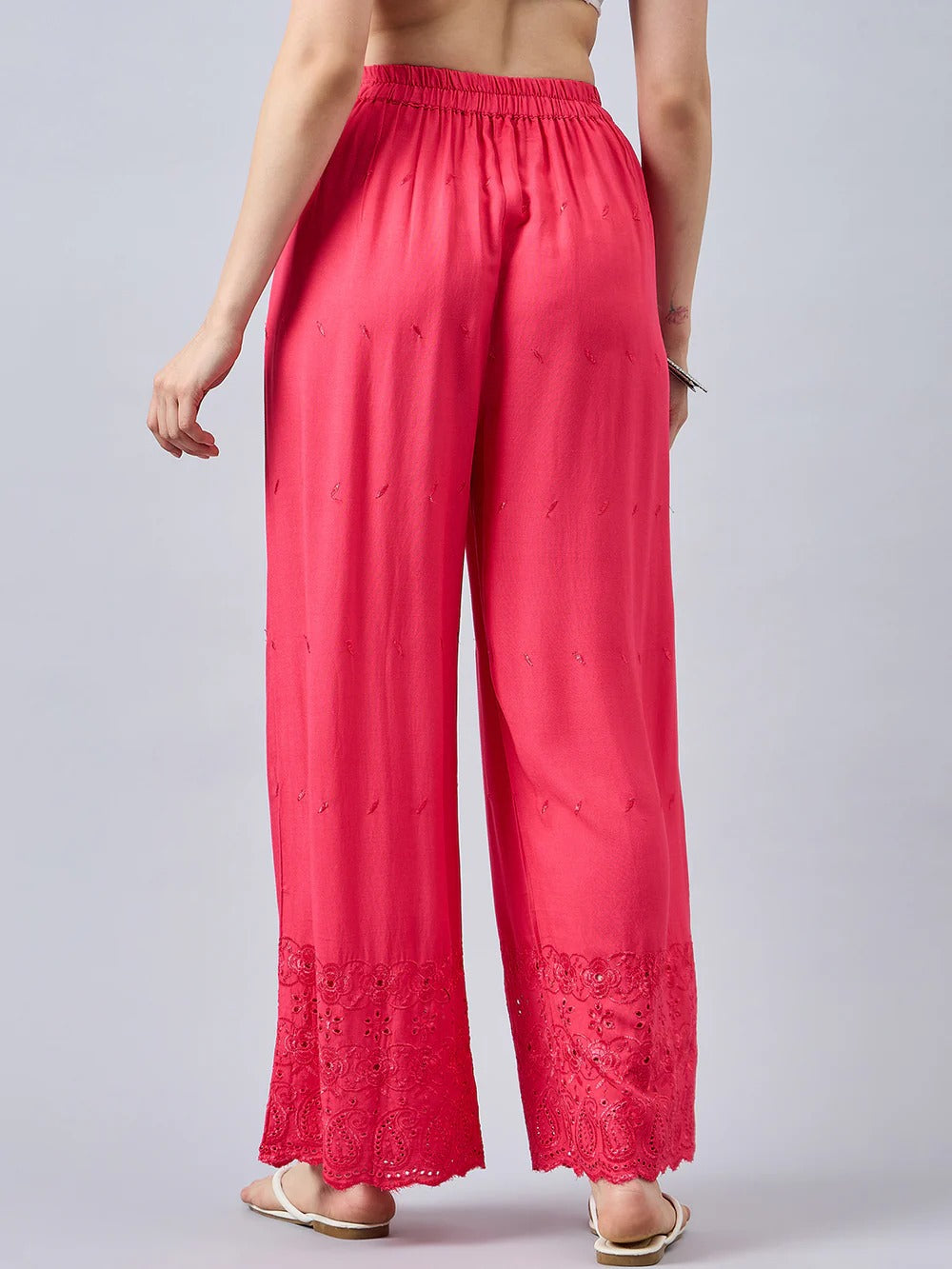 Peach Chikankari Palazzo