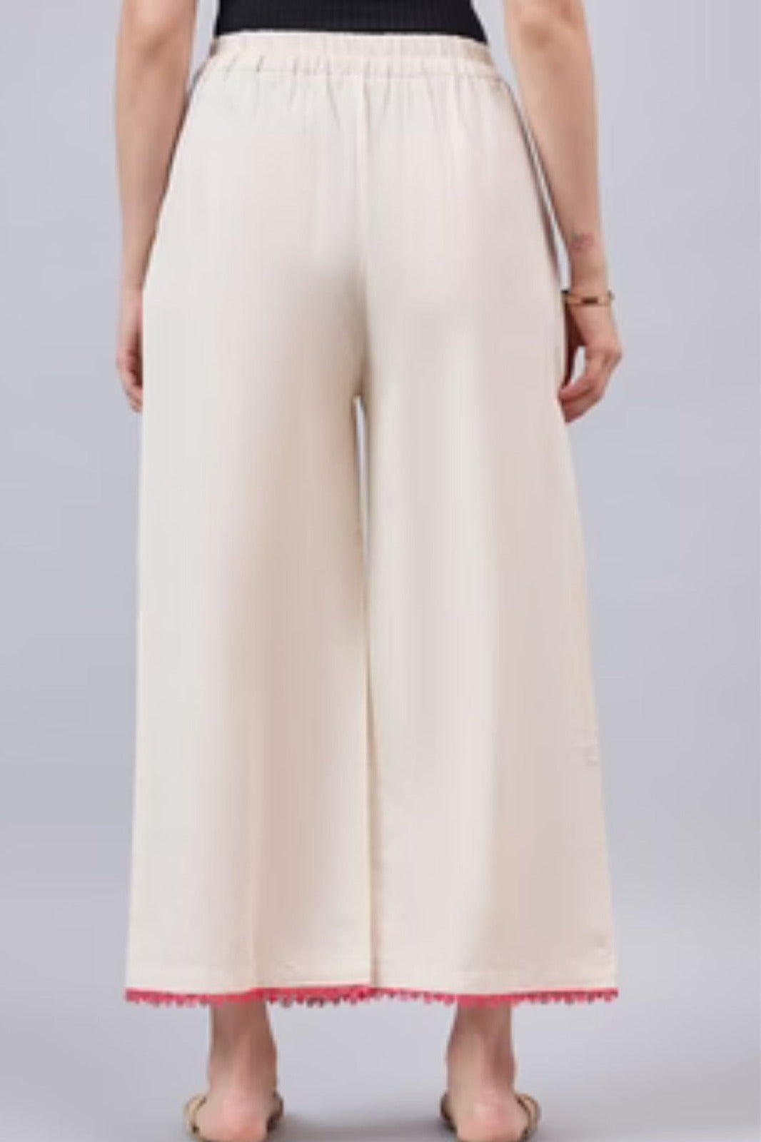 Cotton Palazzo With Pink Lace Detailing