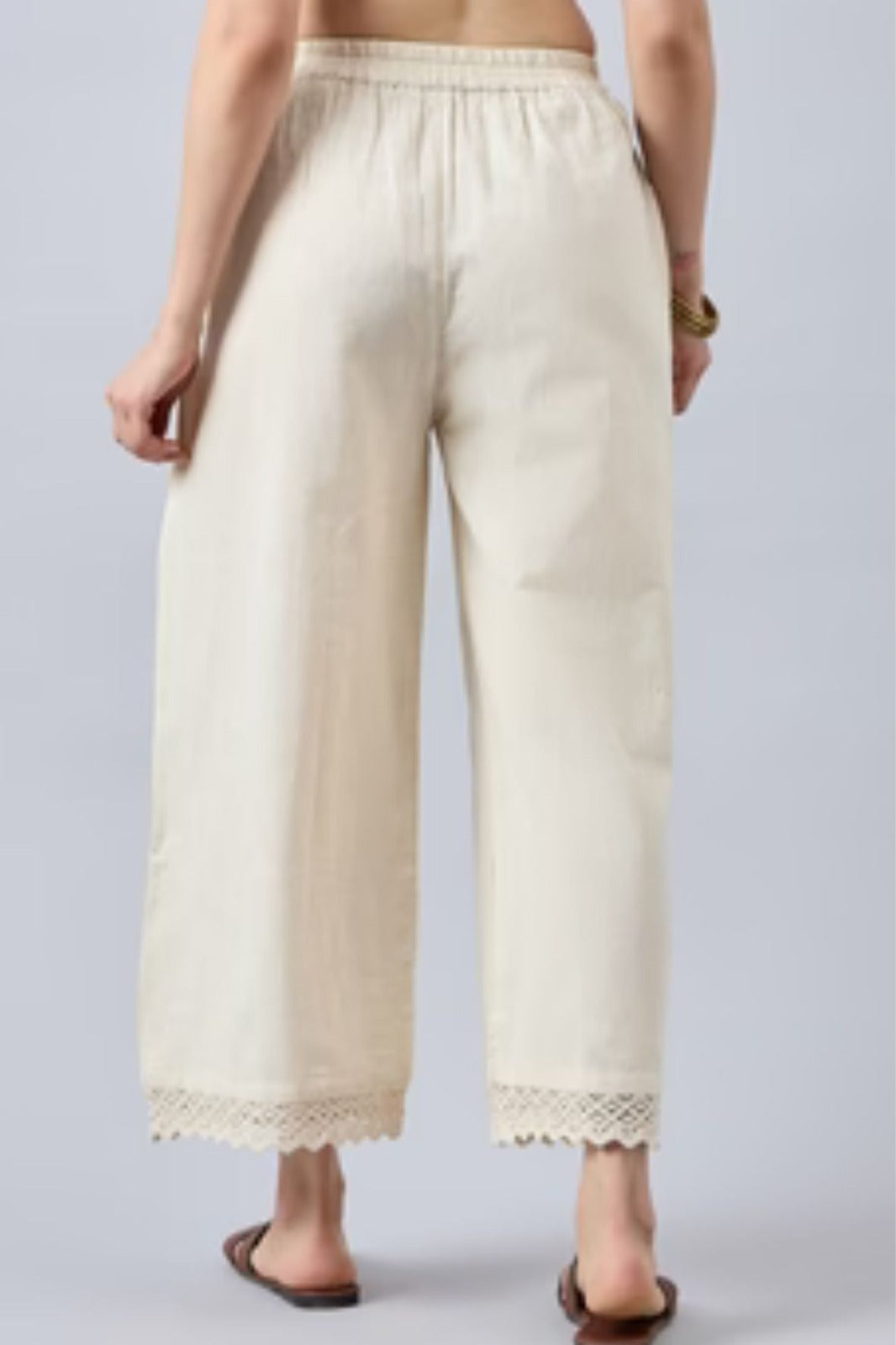 Cotton Palazzo With Lace Detailing