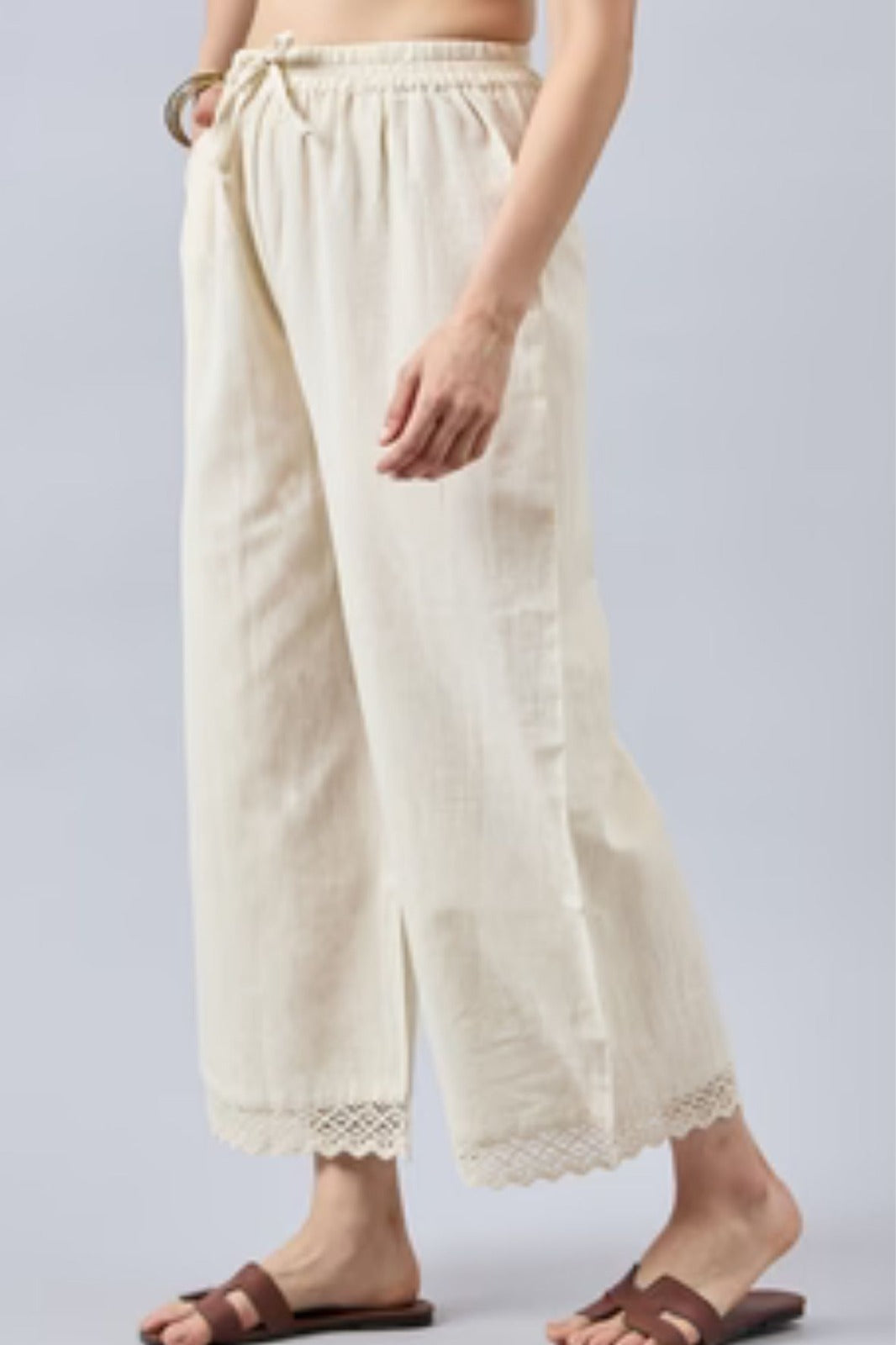 Cotton Palazzo With Lace Detailing