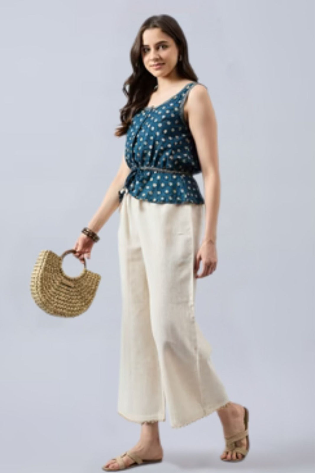 Cotton Palazzo With Skin Lace Detailing