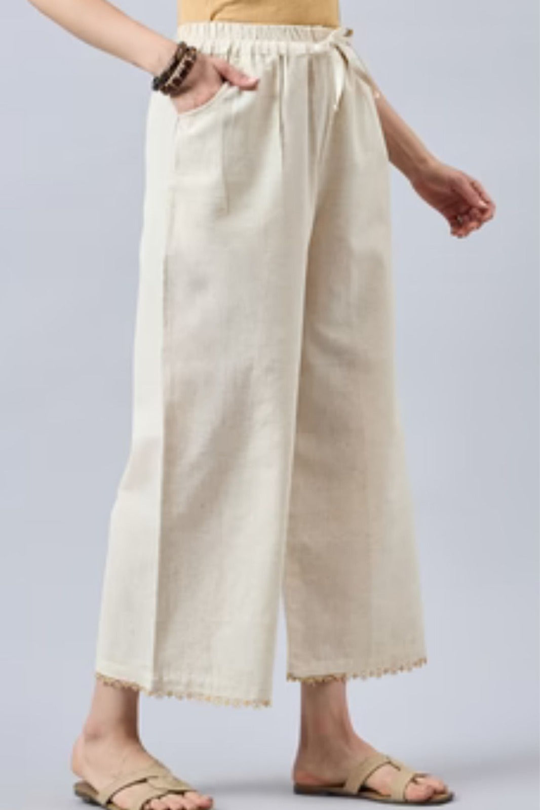 Cotton Palazzo With Skin Lace Detailing