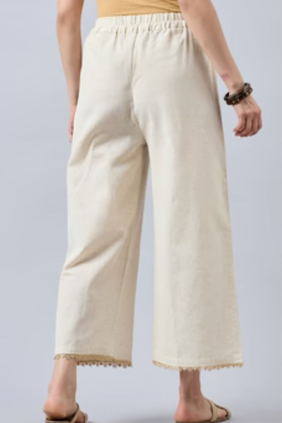 Cotton Palazzo With Skin Lace Detailing