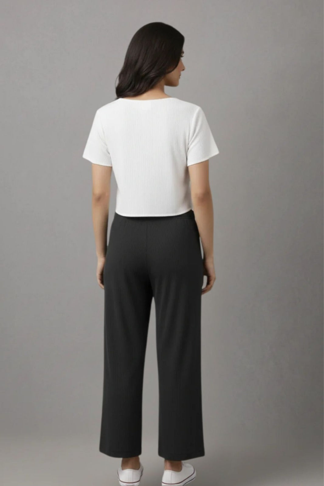 Black Zara Rib Palazzo