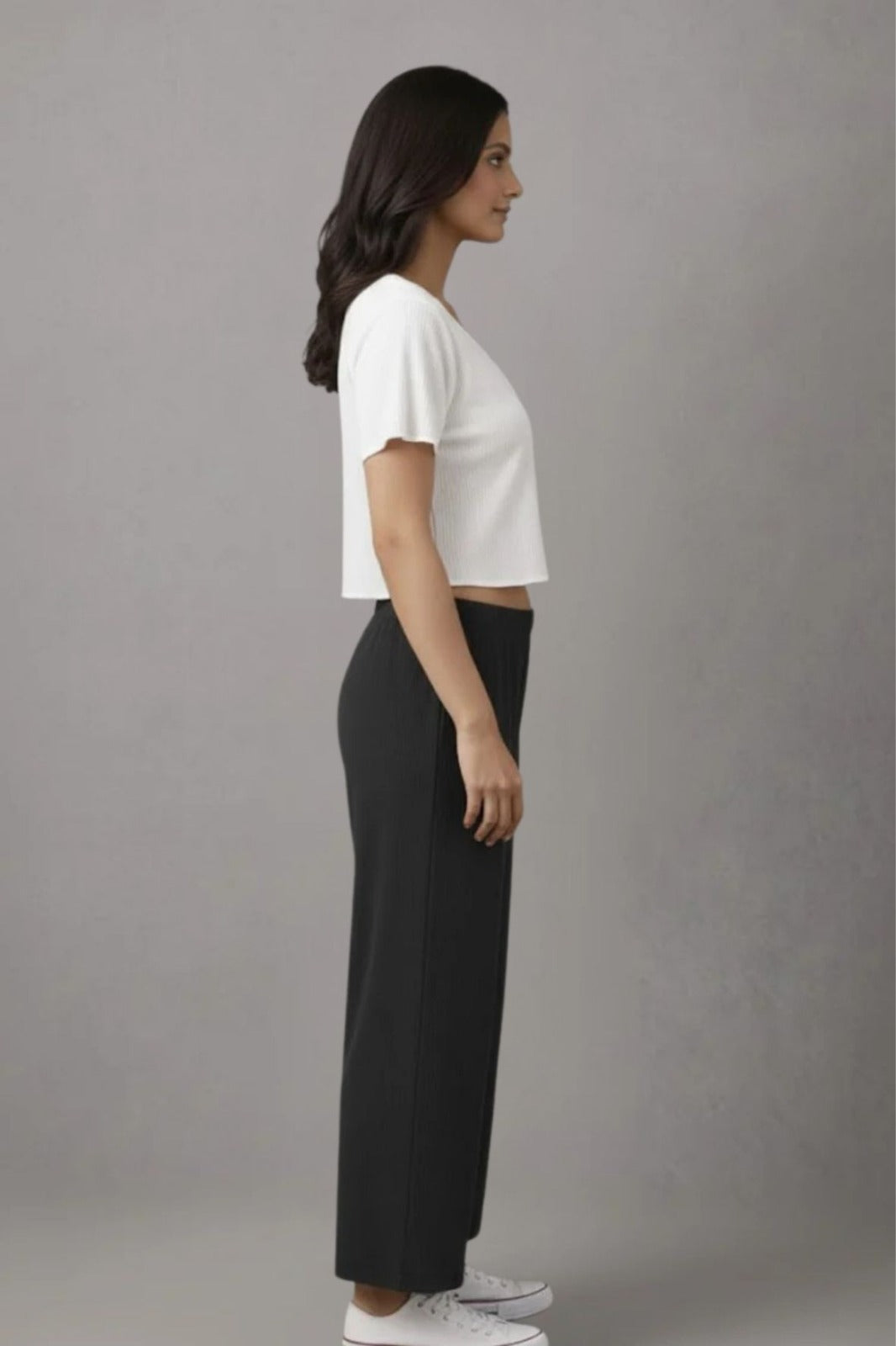 Black Zara Rib Palazzo