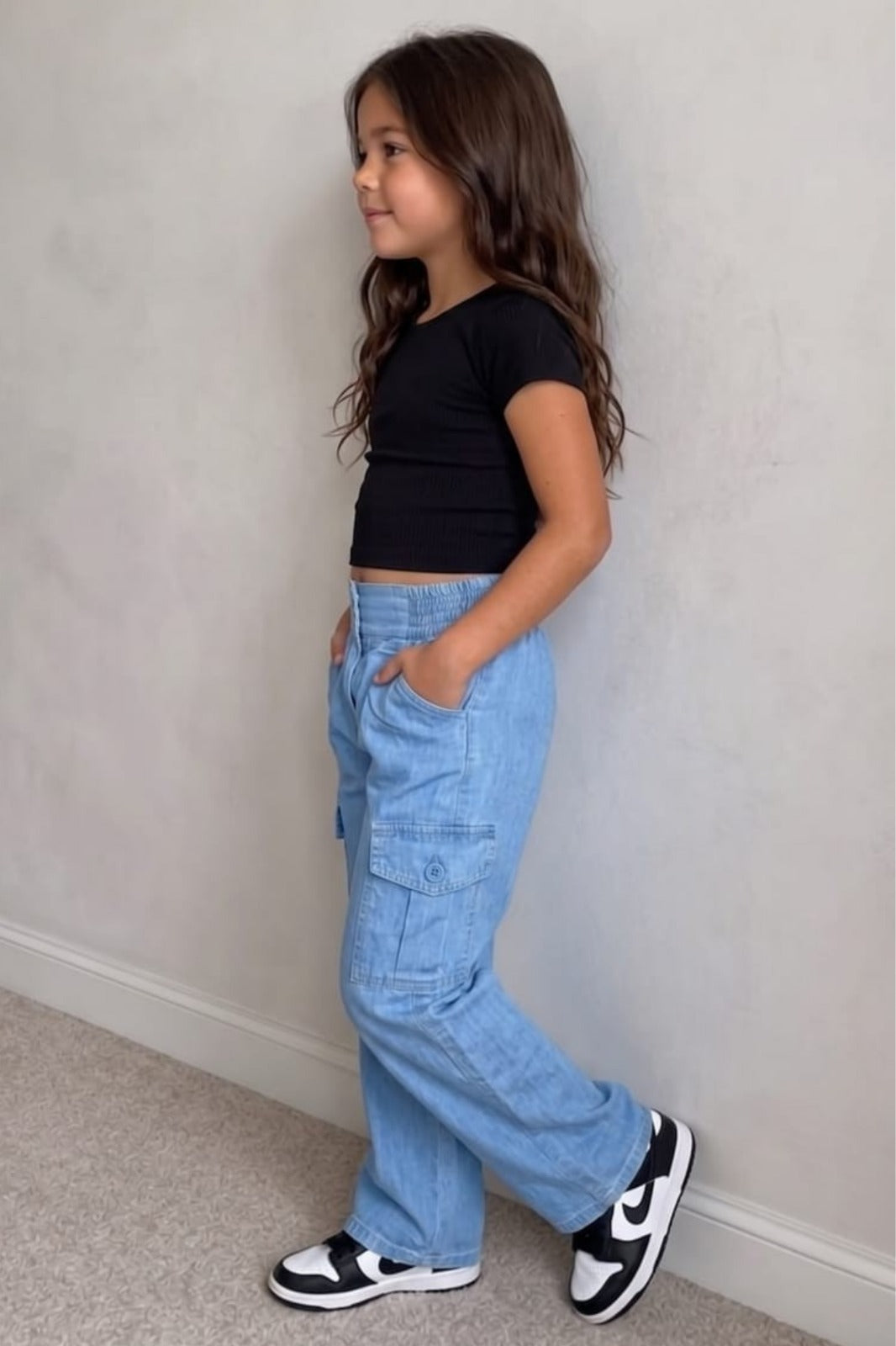 Girls Stone Denim cargo