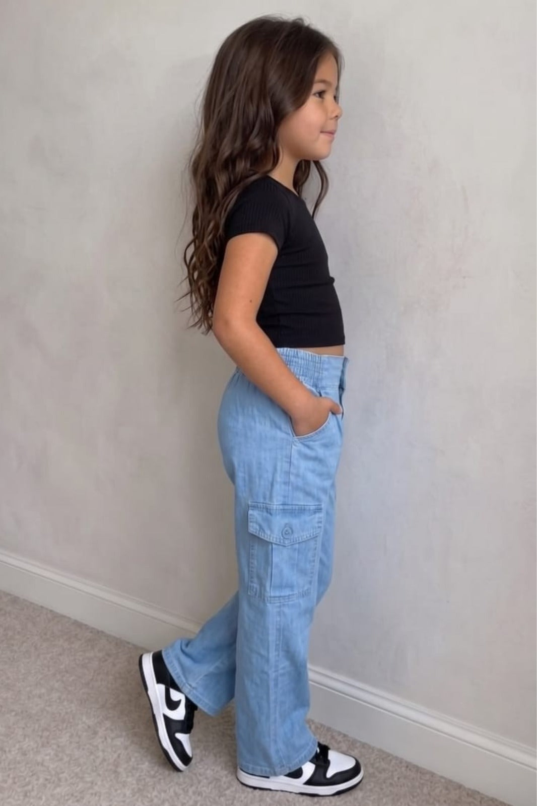 Girls Stone Denim cargo
