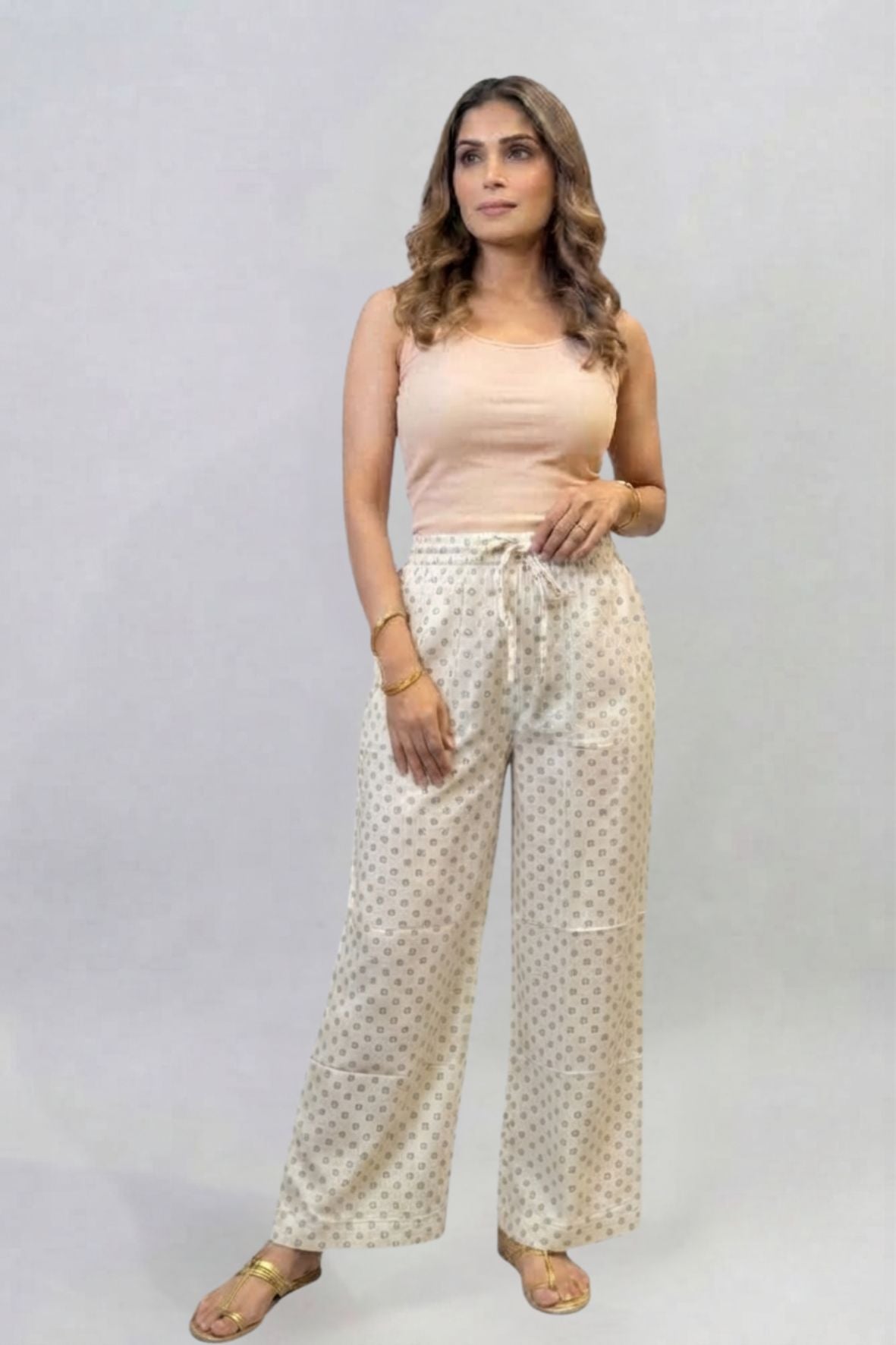 Ivory Micro Dot Printed Palazzo