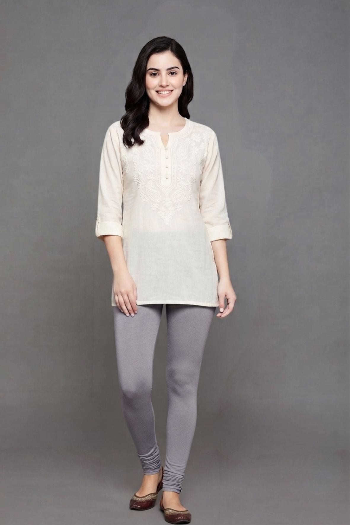 Light Grey Viscose Ankle Legging