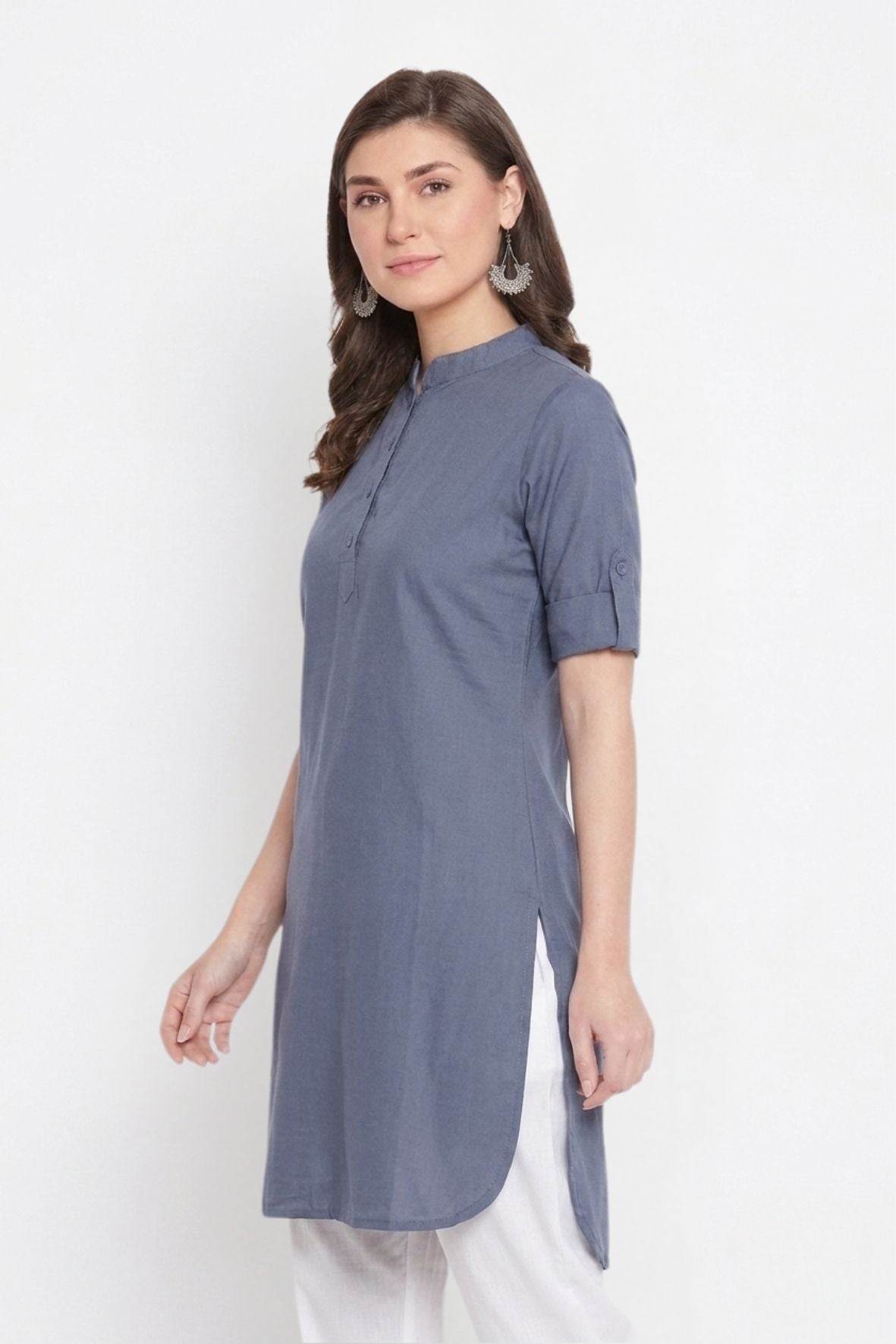 Light Grey Solid Color Kurti