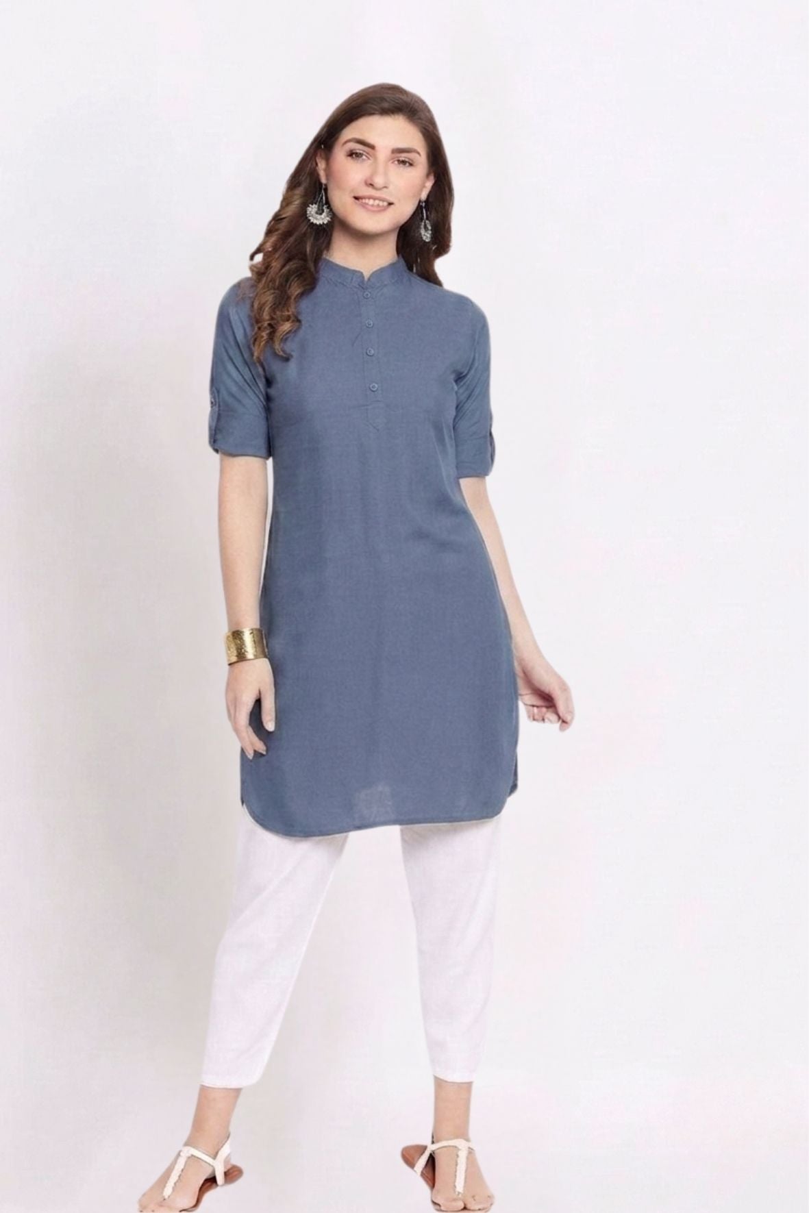 Light Grey Solid Color Kurti