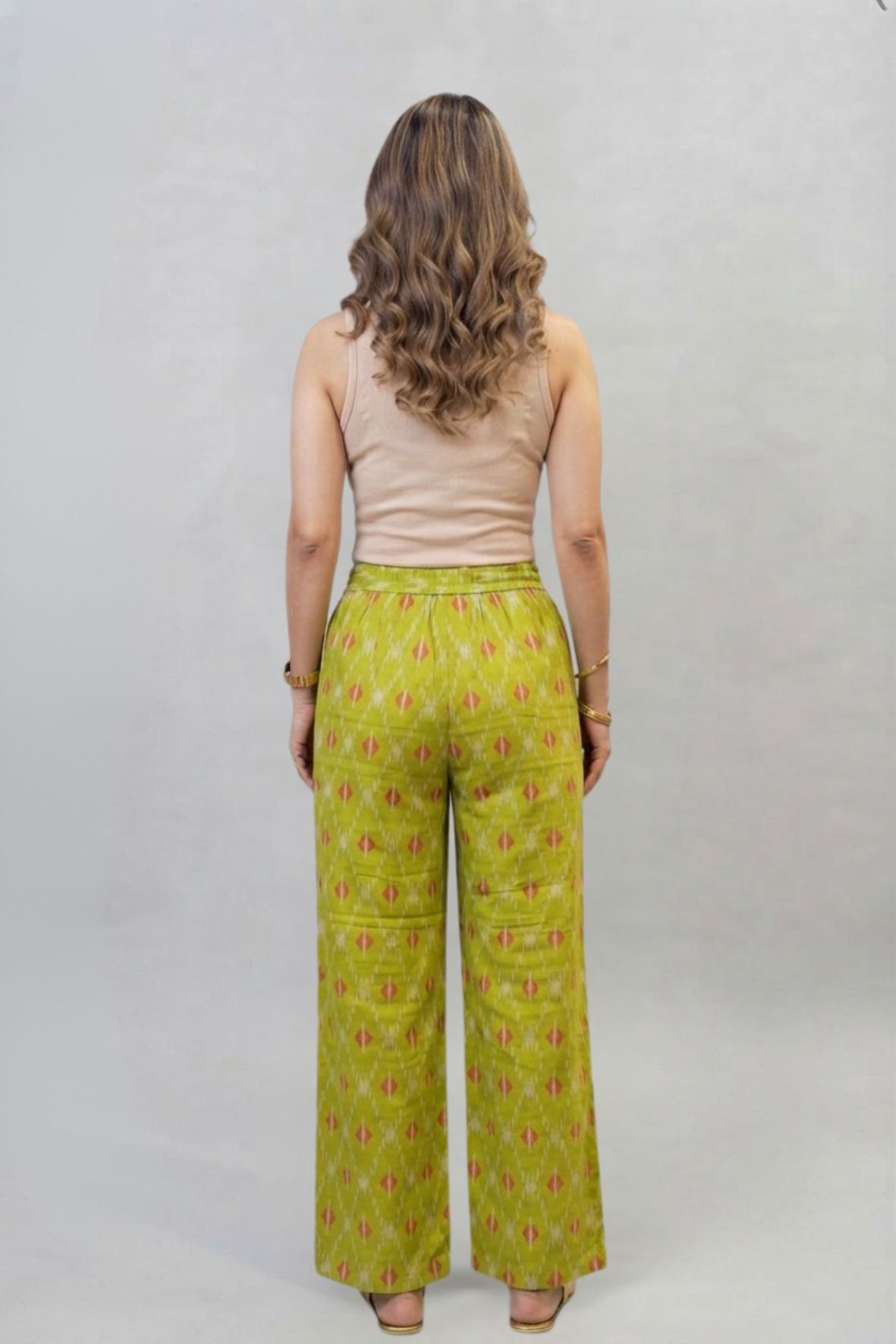Lime Ikat Printed Palazzo