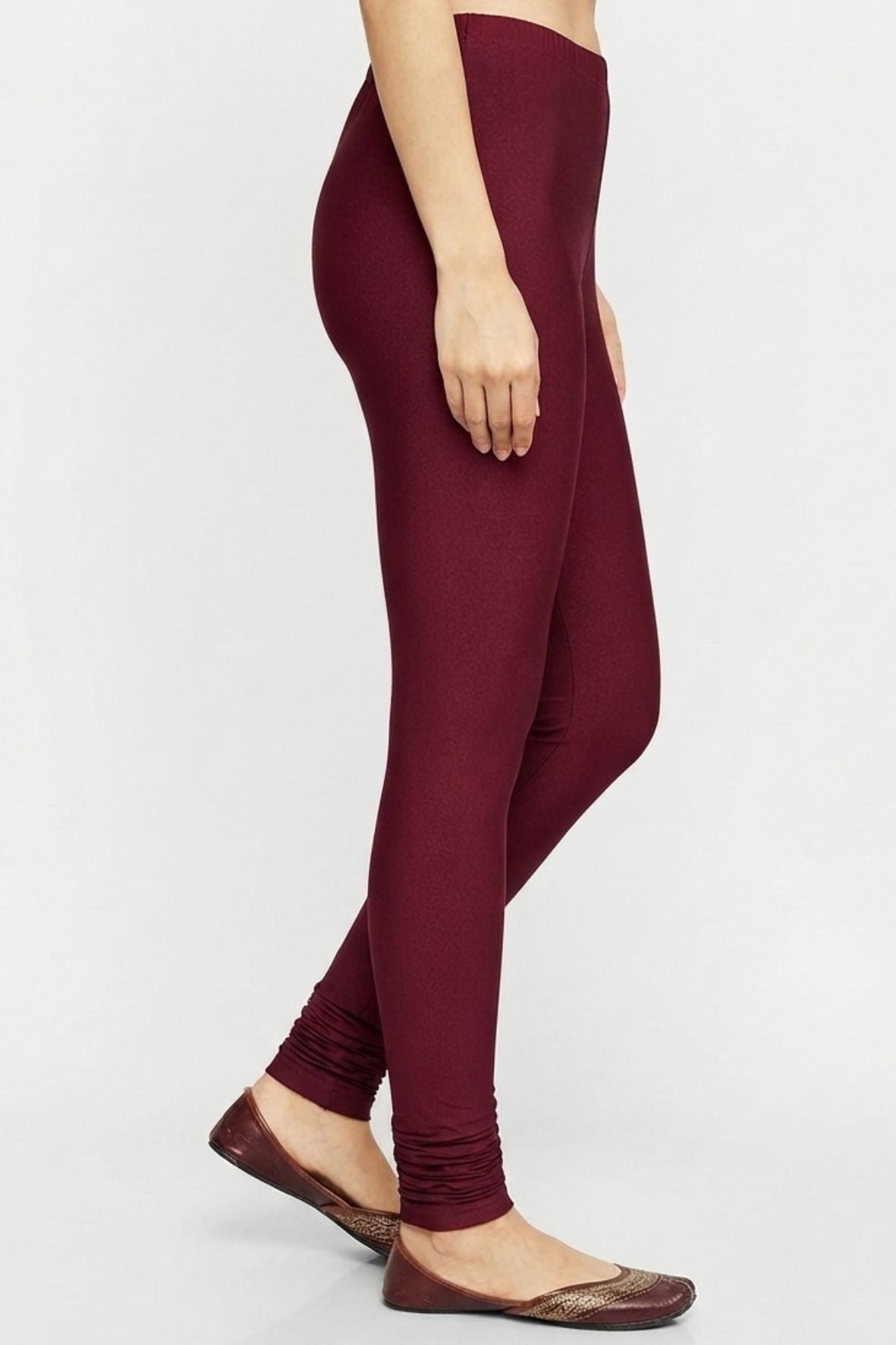 Maroon Metallic Leggings - Chudi Length