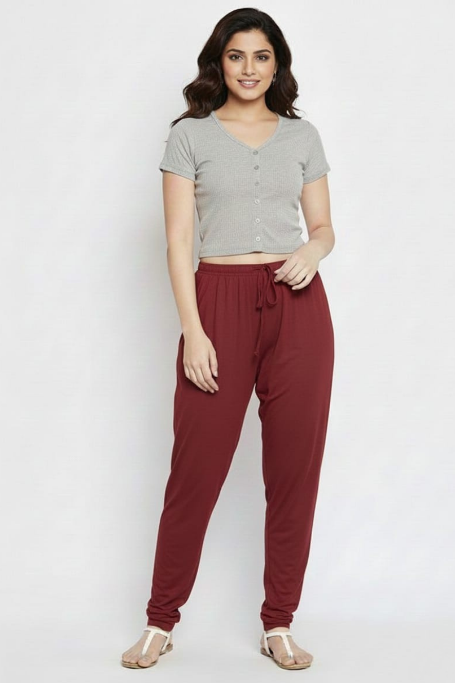 Maroon Plain Viscose Patiala