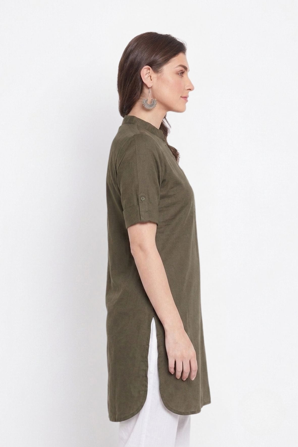 Olive Green Solid Color Kurti